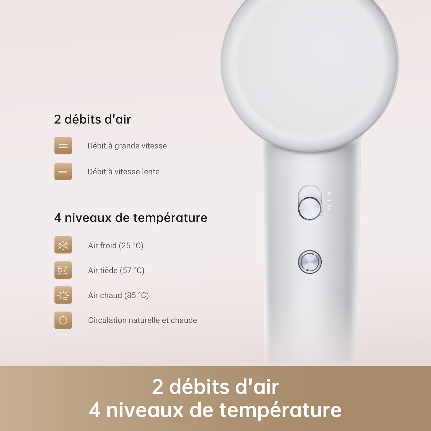 Dreame - Hair Gleam - 330g - moteur 110000 t/m, 65 m/s, ions négatifs