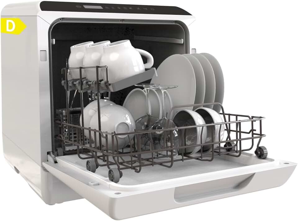 Hermitlux - Lave-vaisselle compact 5 couverts, 6 programmes, réservoir 5L, mode bébé 75°C
