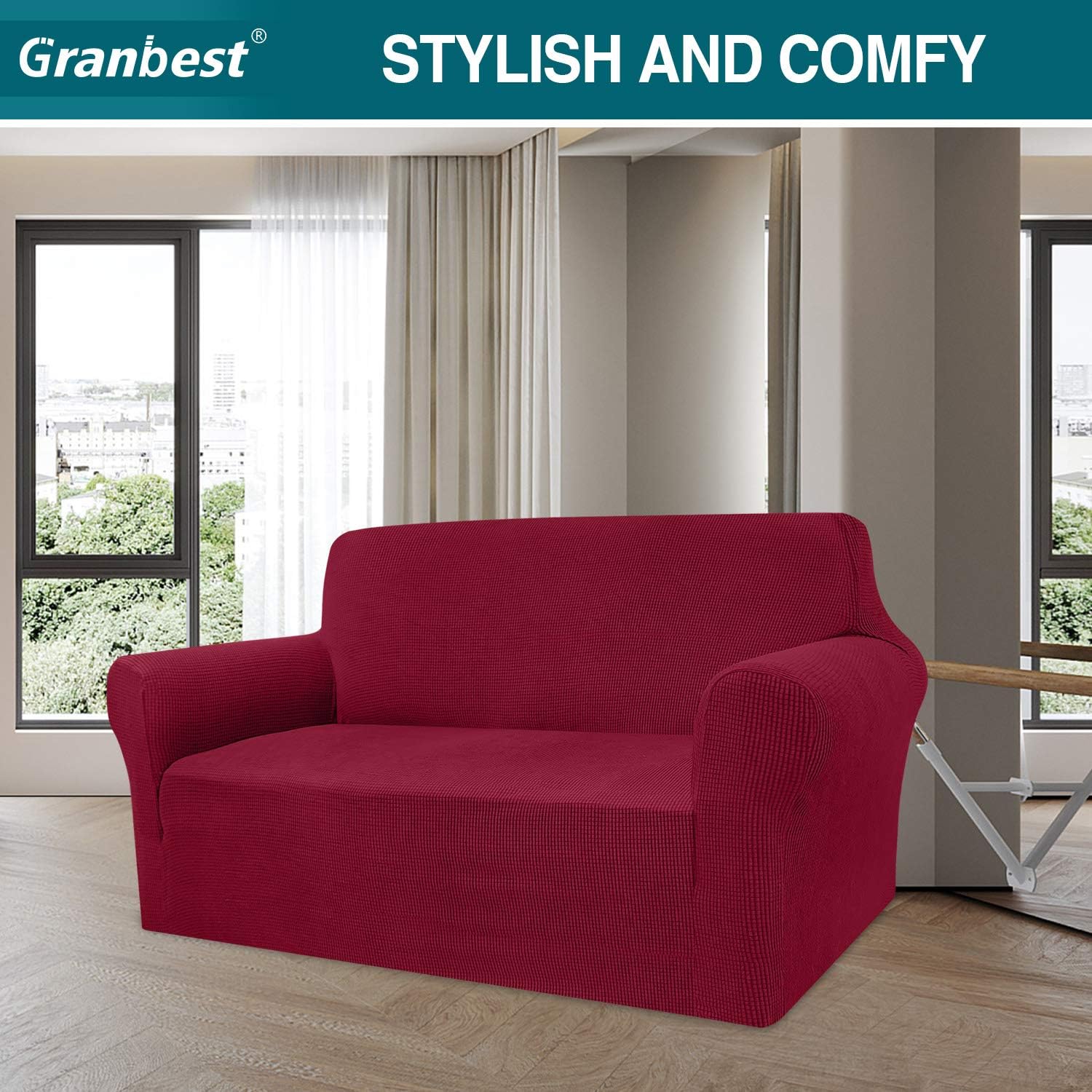 Granbest - housse canapé jacquard extensible 2 places - protection animaux