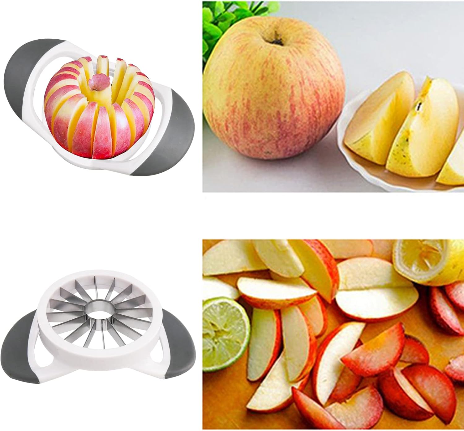 Trancheuse à pommes - 16 tranches, lame inox, blanc, fruits