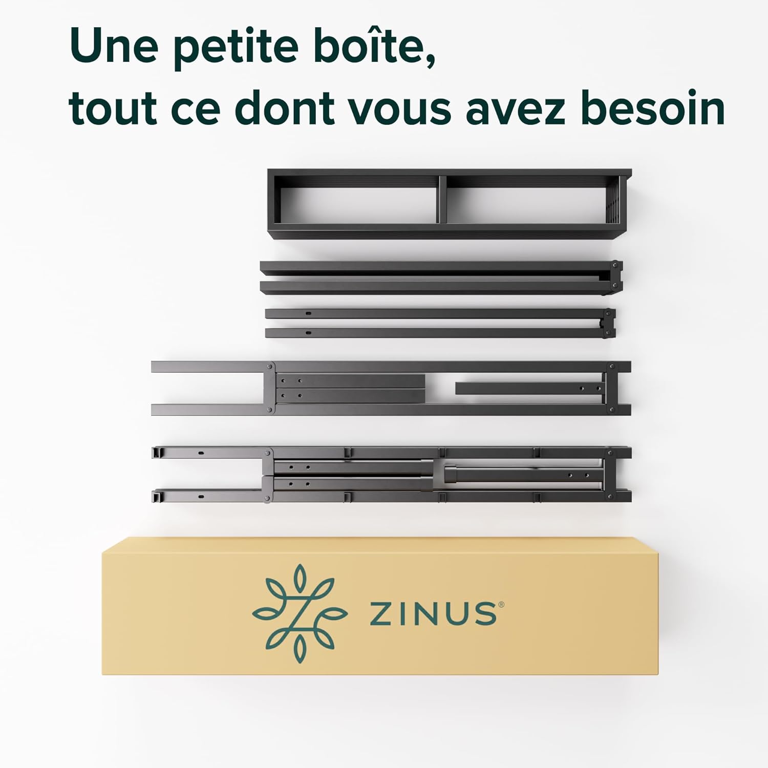 Zinus - Justin - 180x200 cm - lit métal 36cm haut, rangement dessous