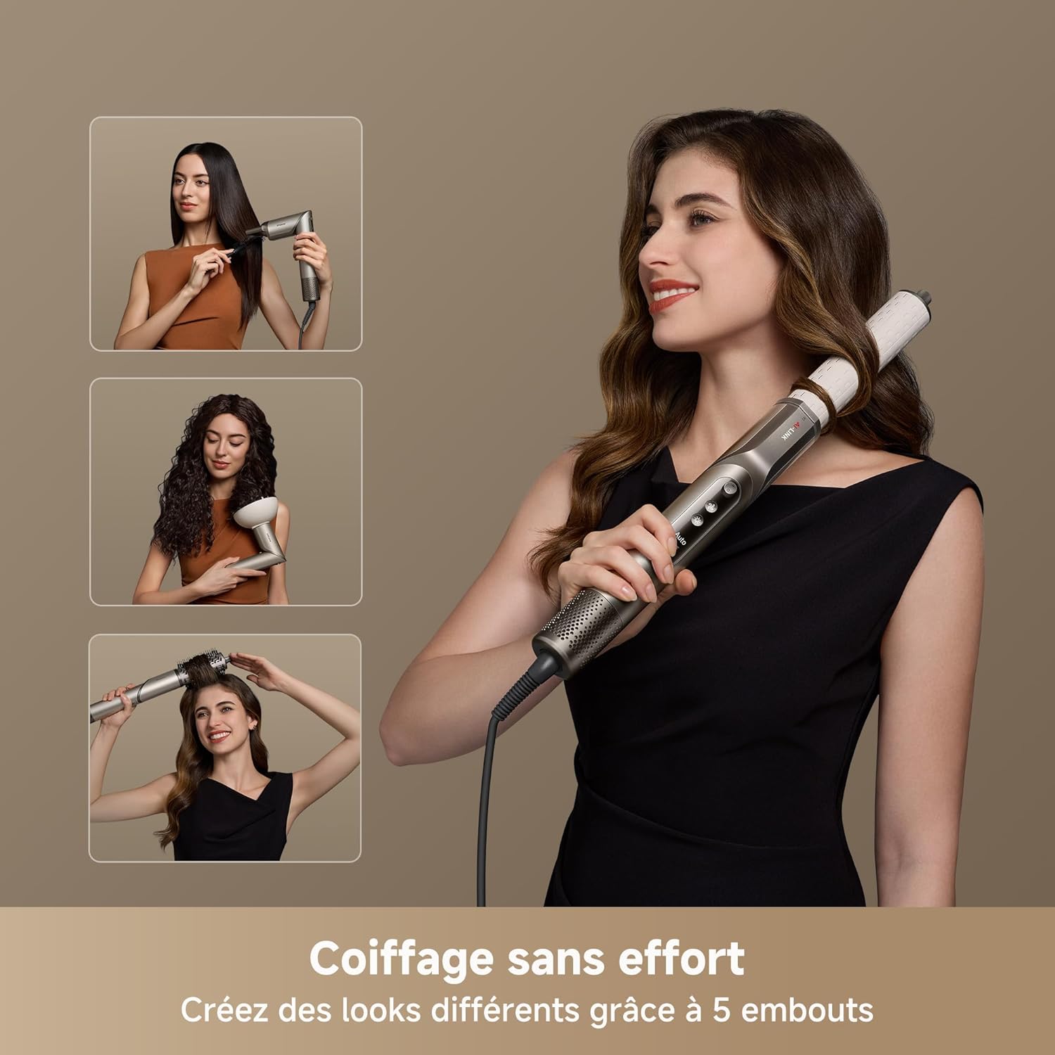 Dreame - Dazzle - sèche-cheveux compact - moteur 110000 tr/min, ions négatifs, 5 embouts