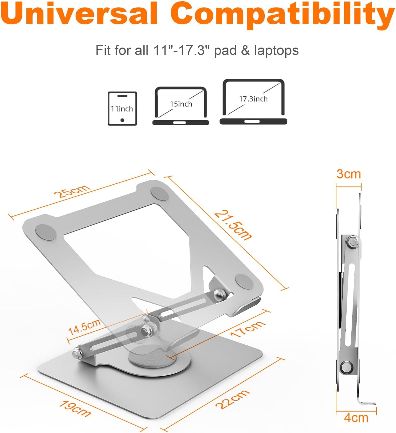 GRIFEMA - Support Ordinateur Rotatif 360°, Réglable, 11-17