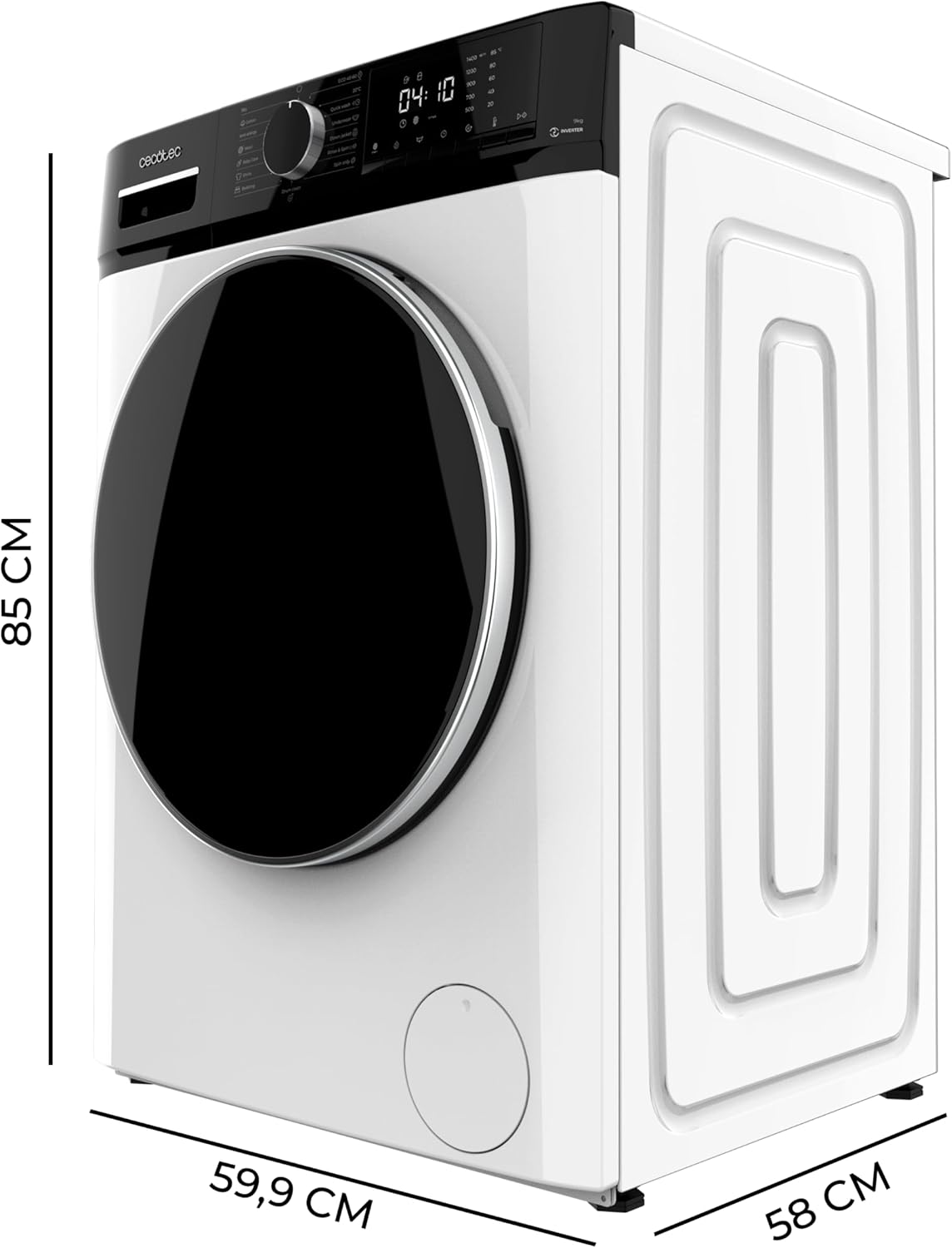 Cecotec - Bolero Dresscode 9610 Inverter - 2000W, 1400 tr/min, 15 programmes, vapeur, optimisation lavage - 9610 Inverte