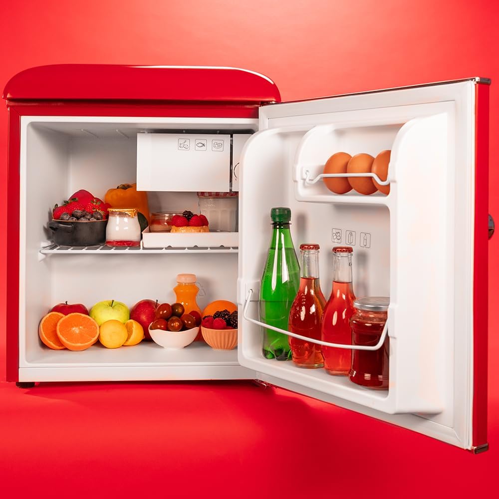 Cecotec - Bolero CoolMarket TT Origin - 55x44,7x45 cm - mini frigo rétro, 45L, classe E, bac à glaçons, poignée chromée