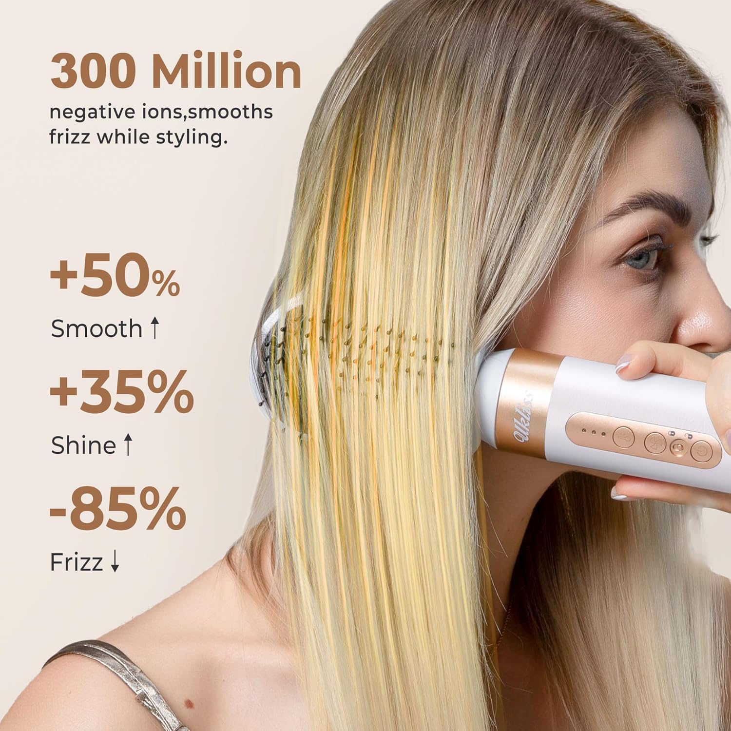 UKLISS - Sèche-cheveux 7 en 1, airbrush lissante, brushing, boucleur, accessoires styling