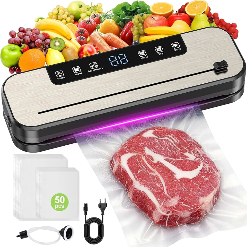 SHINER - Machine Sous Vide 6 en 1, 30cm, UV, Sec/Humide, 50 sacs