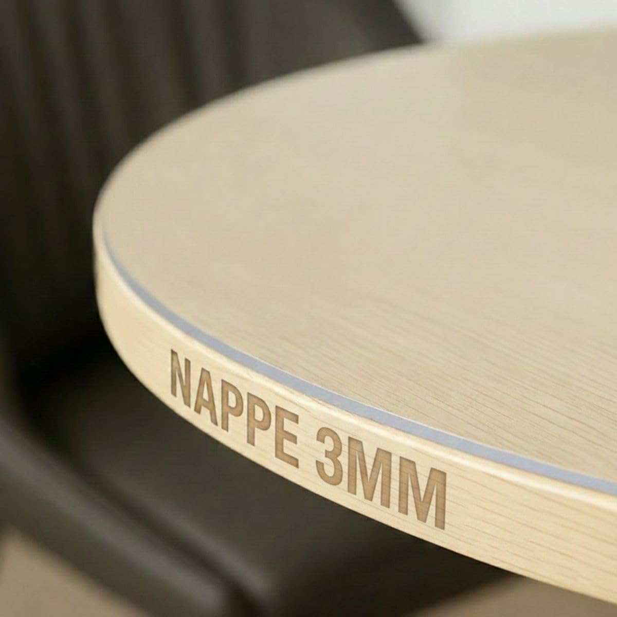 Nappe transparente ronde – 90 cm – épaisseur 3mm, anti-tache, lavable