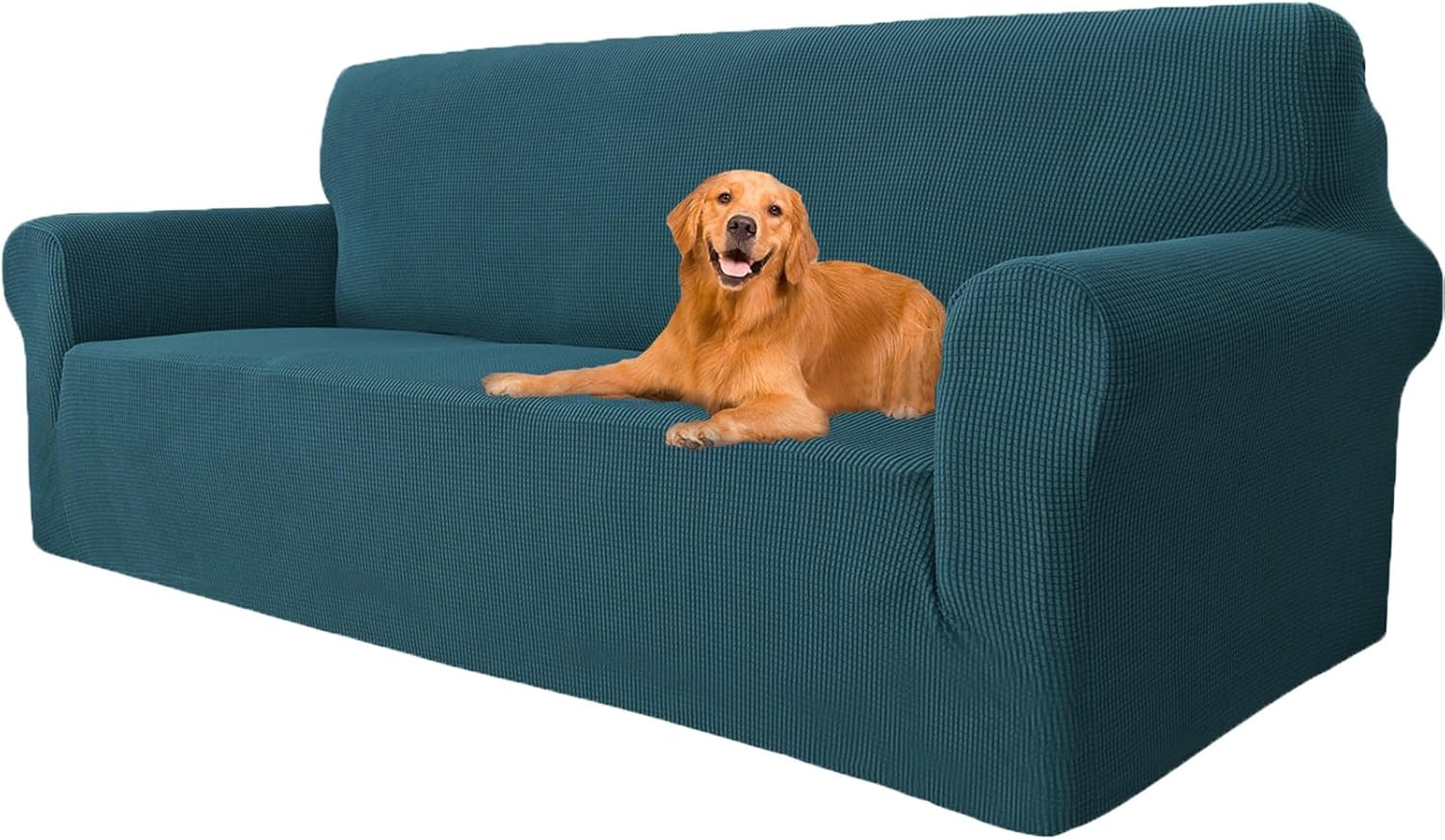 Housse canapé 3 places extensible vert foncé, largeur 183-234cm, anti-salissure