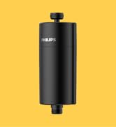 Luminaire sur rail cylindrique noir de marque Philips illustré sur fond jaune, affichant un design moderne et élégant.