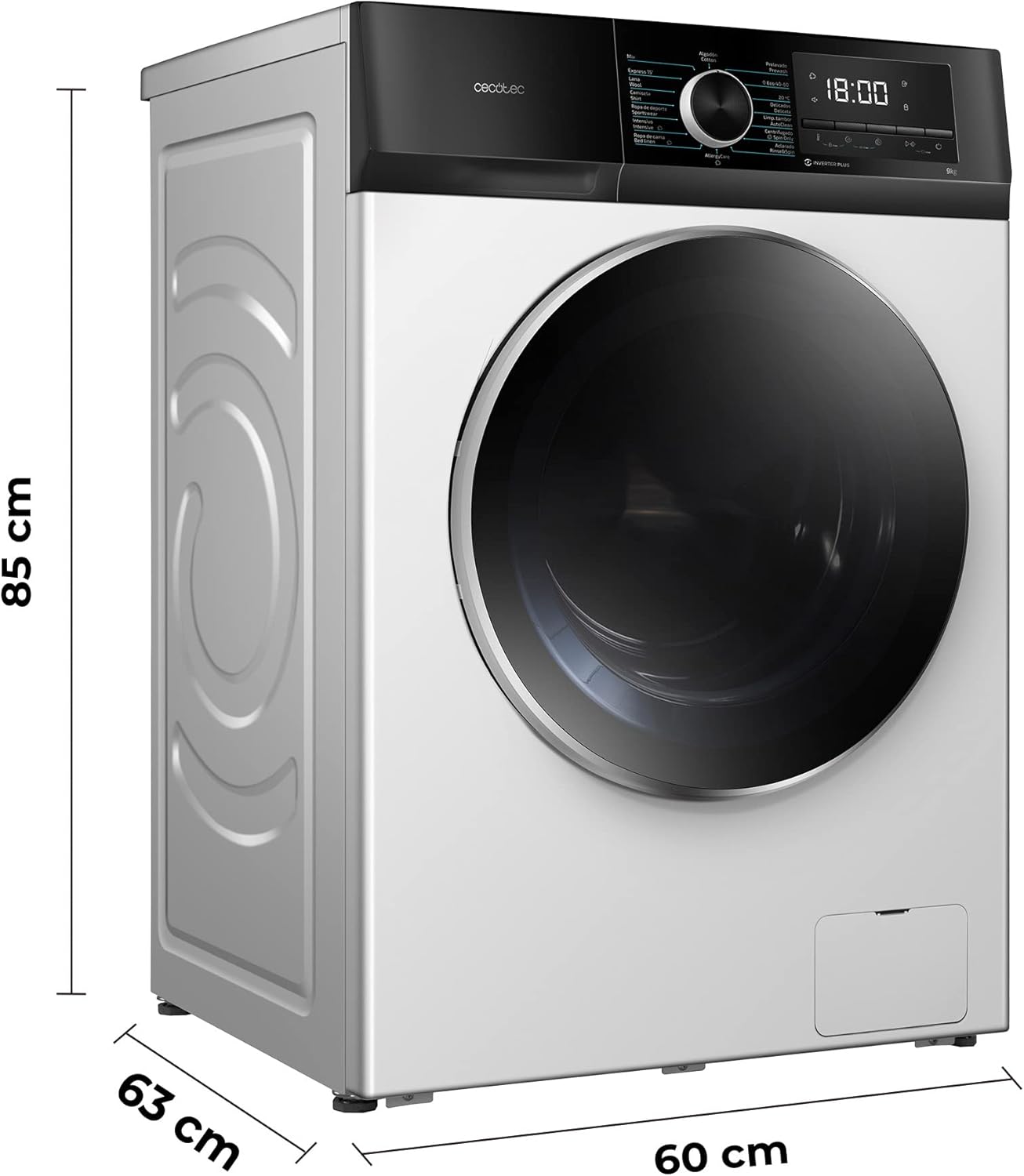 Cecotec - Bolero Dresscode (série 10500) - 10kg, 1400rpm, moteur inverter, vapeur, efficacité A