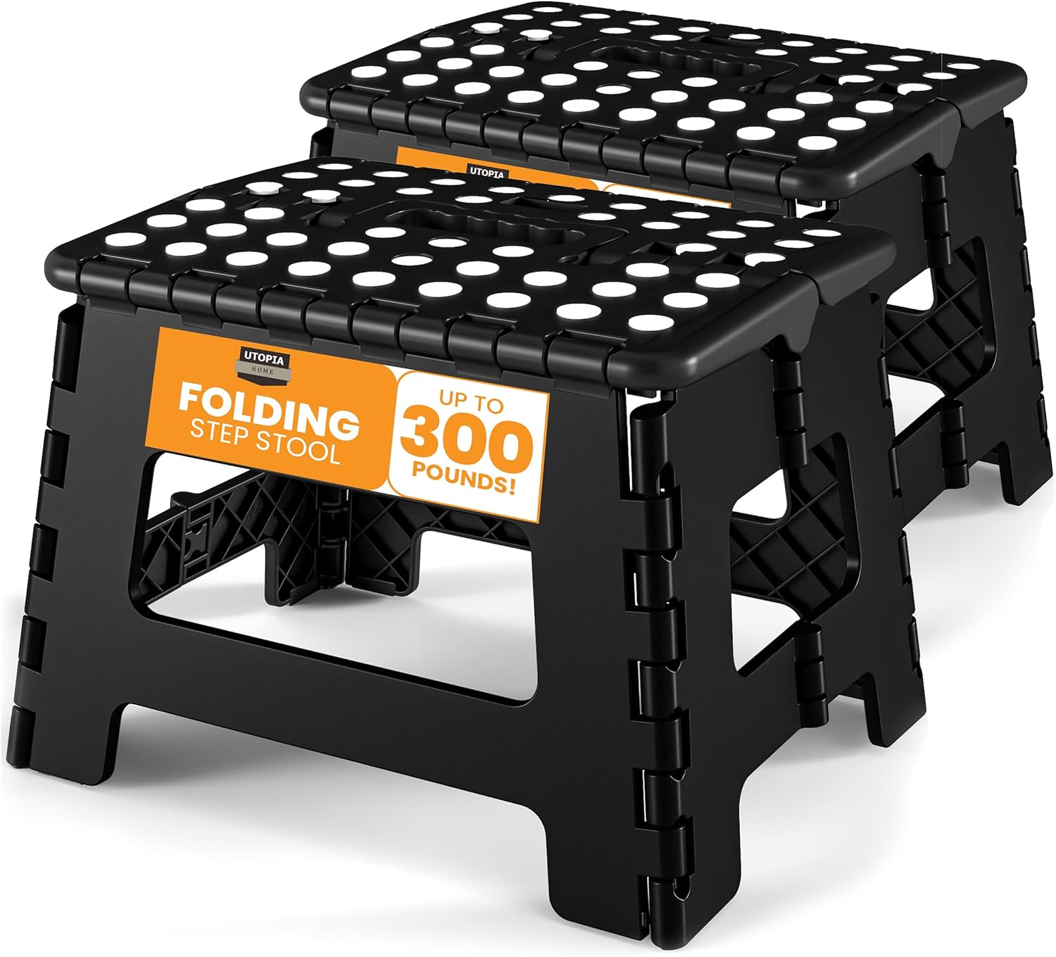 Utopia Home - tabouret pliant 23 cm - pack de 2, support 136 kg, poignée transport
