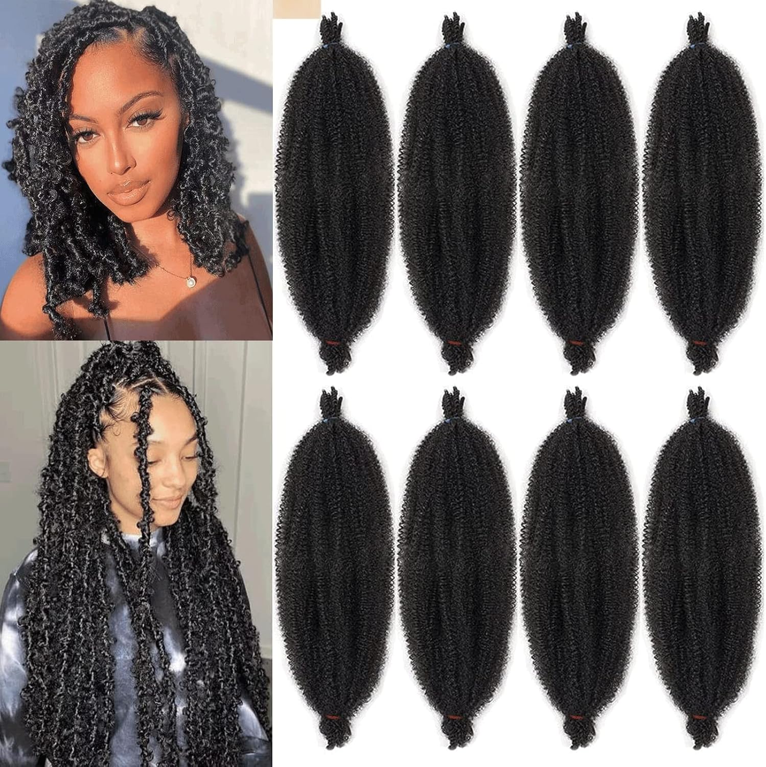 Xtrend - cheveux afro torsadés - 50,8 cm - 8 paquets synthétiques, 1B#