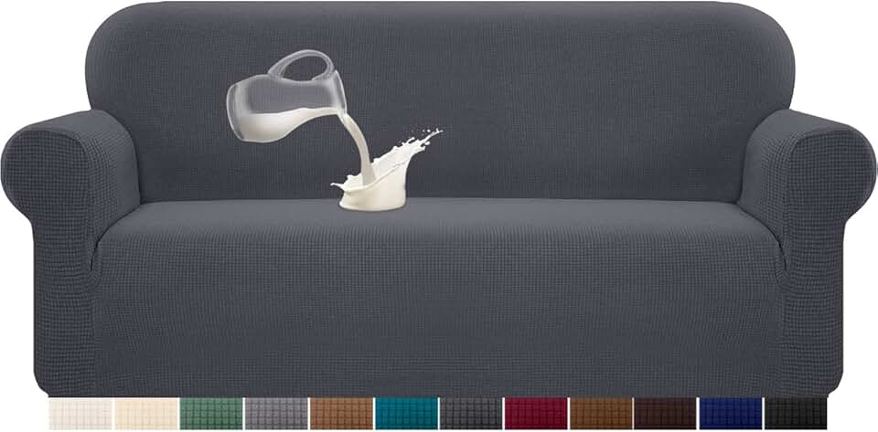 Granbest - housse de canapé stretch imperméable - 3 places - jacquard, mousse antidérapante, gris