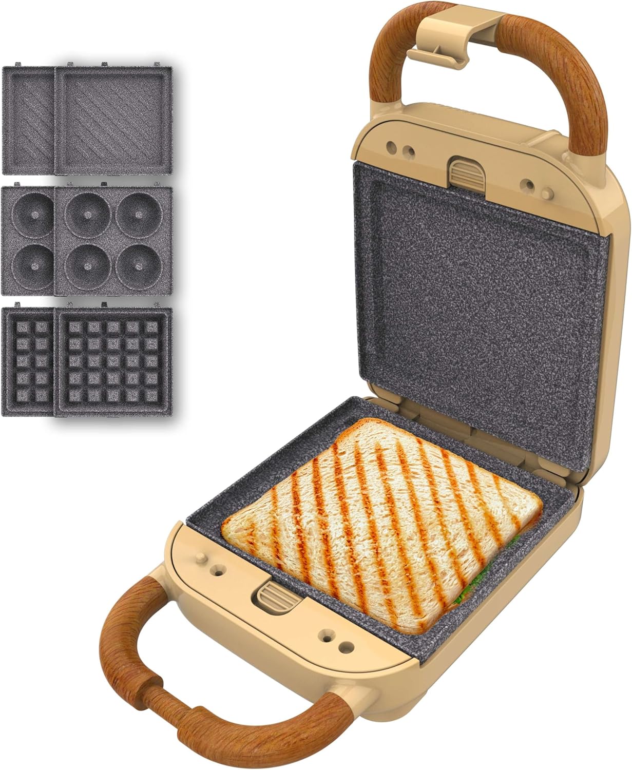 Cecotec - Rock'nToast Retro One - grille-pain rétro 700W, 3 plaques, RockStone, jaune