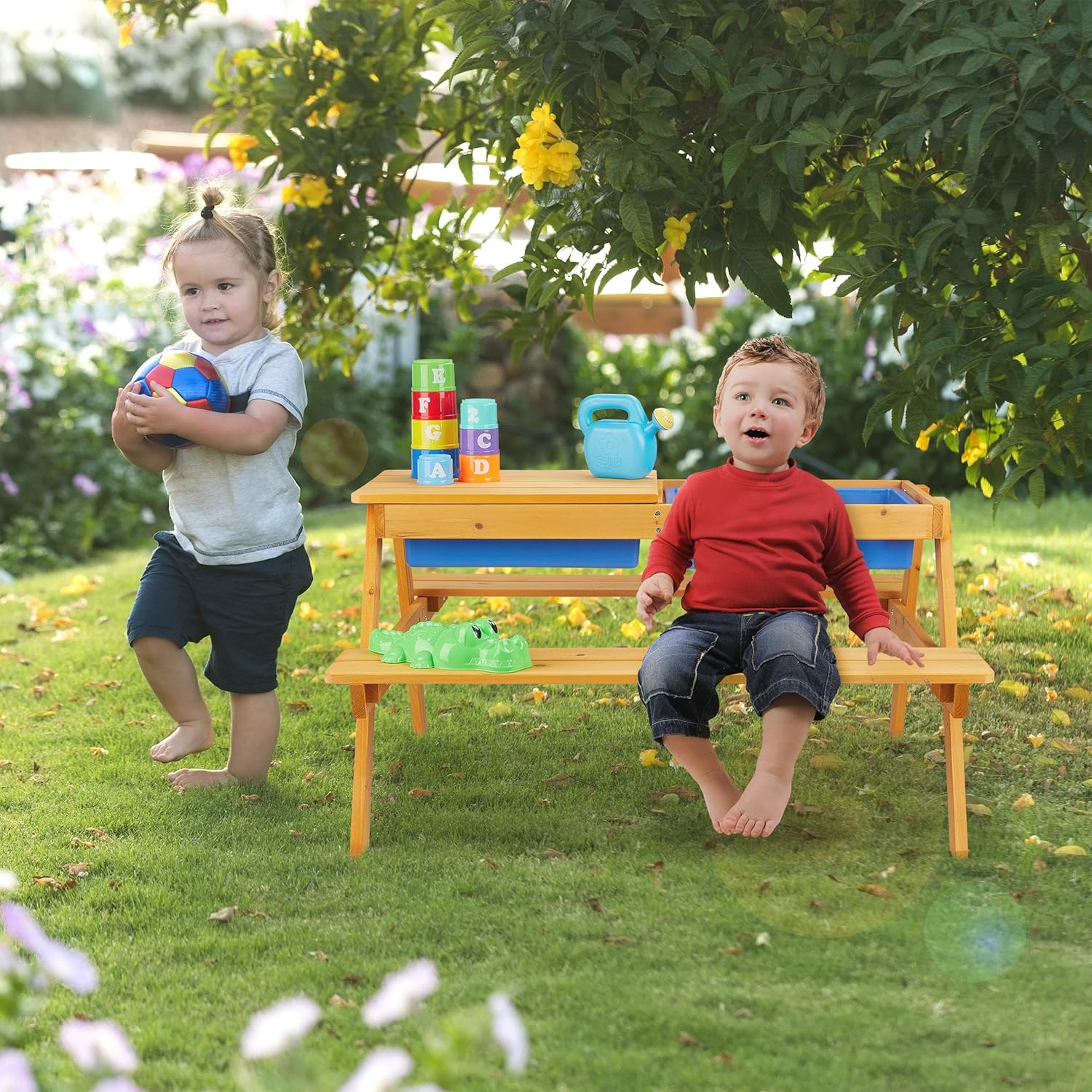 Relaxdays - Ensemble chaise table enfants 49x90x85 cm bois 2 en 1