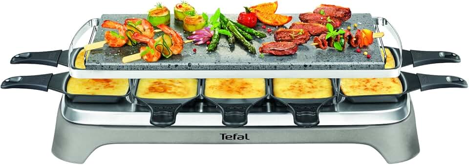Tefal - Raclette Pierrade 10 personnes - fonte, pierre naturelle, PR457B12