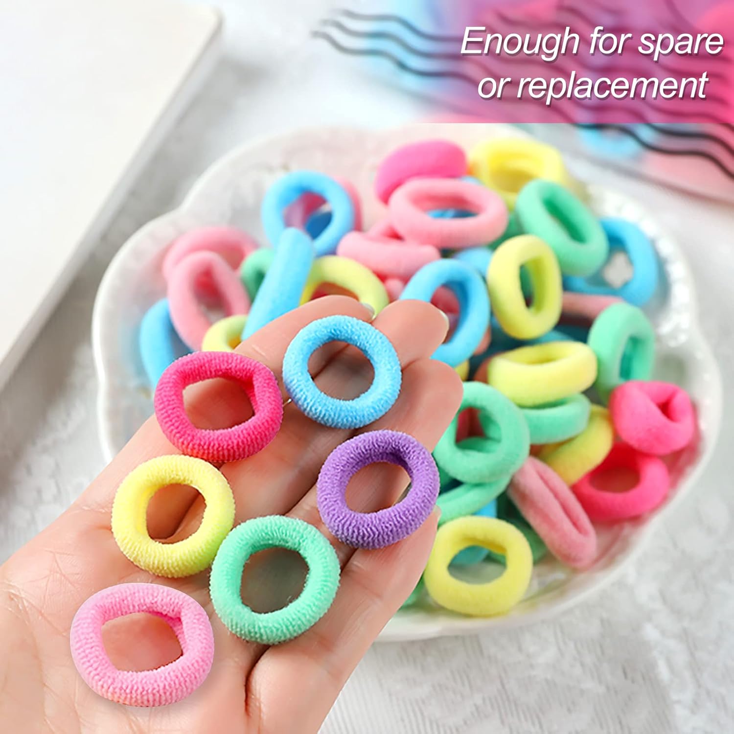 Élastiques cheveux - mini chouchous colorés - 100 pièces - pour filles, bébés