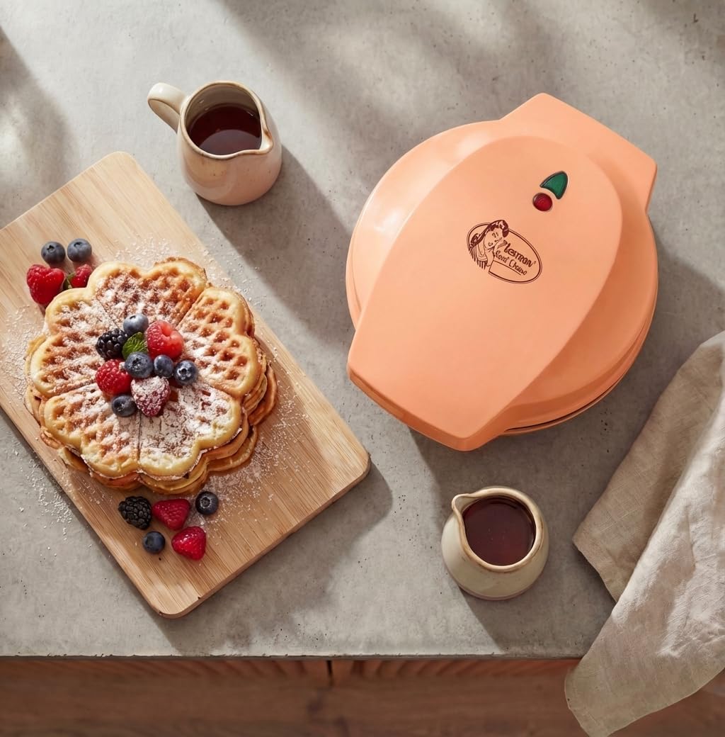 Bestron - Gaufrier rétro cœur, antiadhésif, 700W, orange
