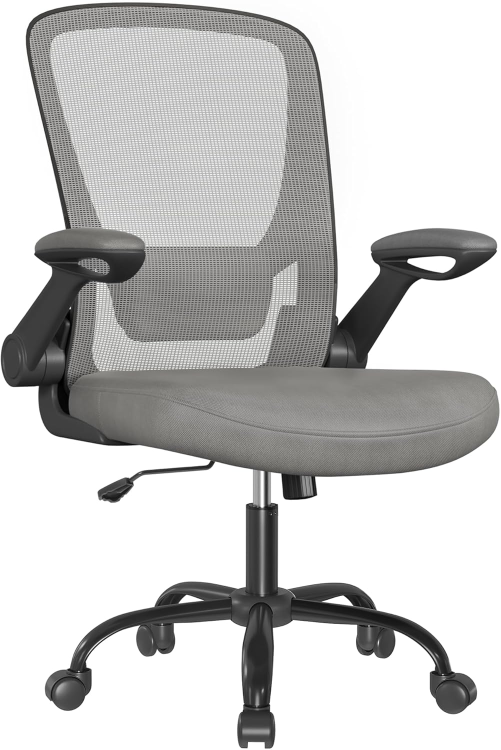 SONGMICS - Chaise bureau ergonomique, 53cm, support lombaire, accoudoirs rabattables, OBN037G01