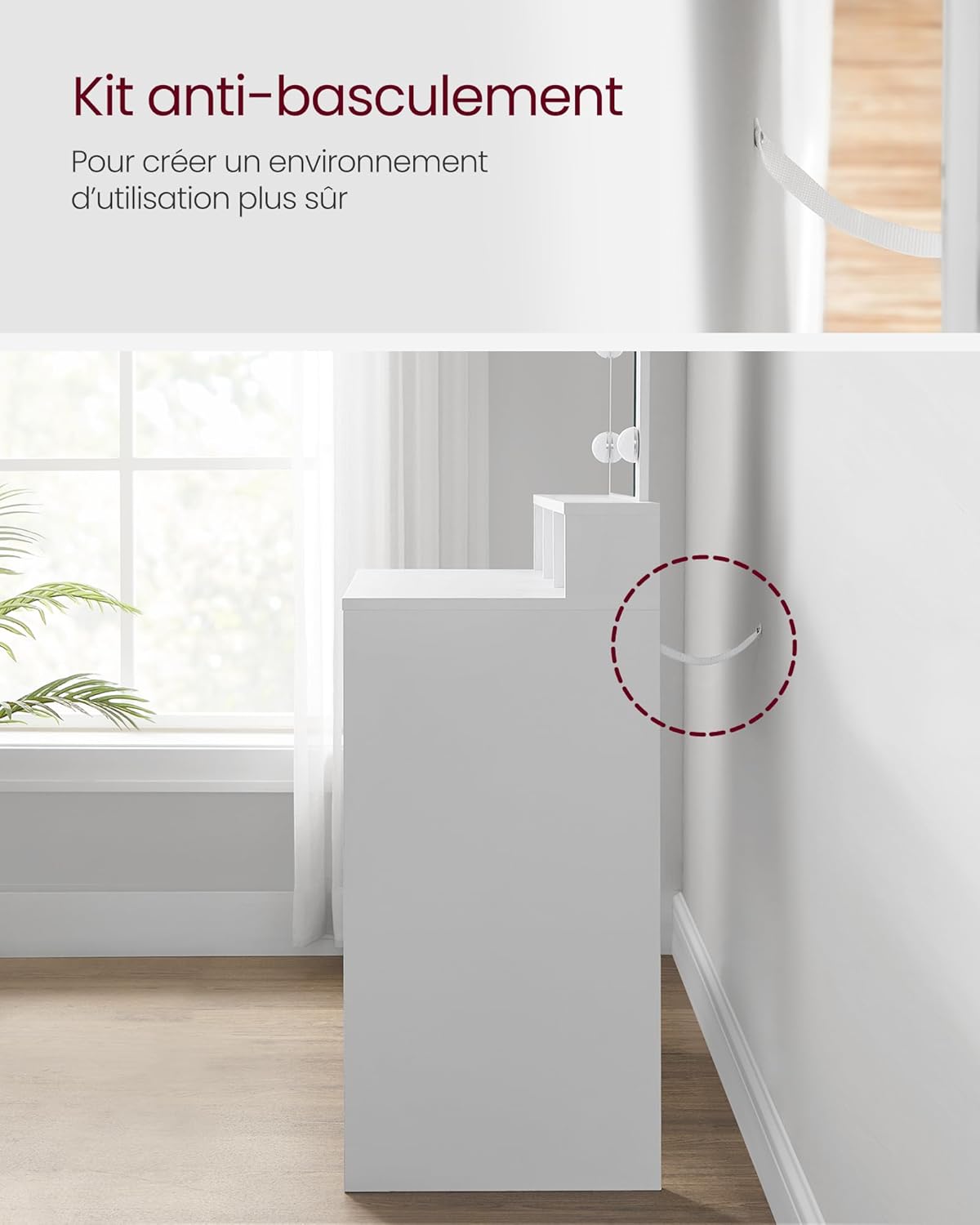 VASAGLE - Kailyn Collection - 80 cm - coiffeuse miroir lumineux, tiroirs, tabouret, RDT720W01