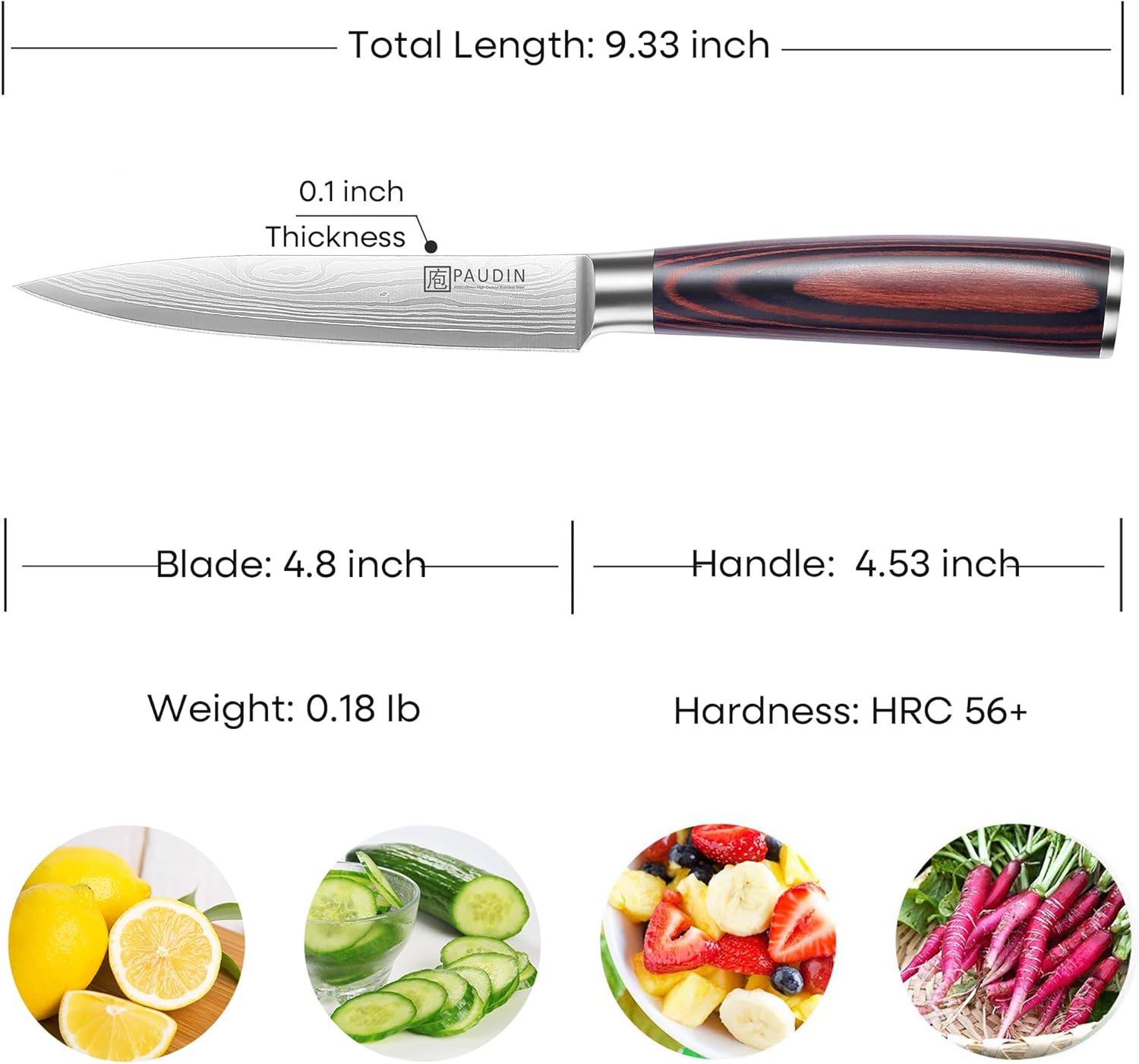 PAUDIN - Couteau Chef Pro - 24cm - Inox, manche bois, cuisine polyvalente