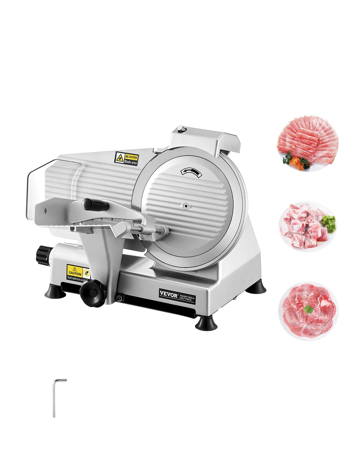 VEVOR - trancheuse à viande 180W - lame 65Mn 0-10mm, électrique