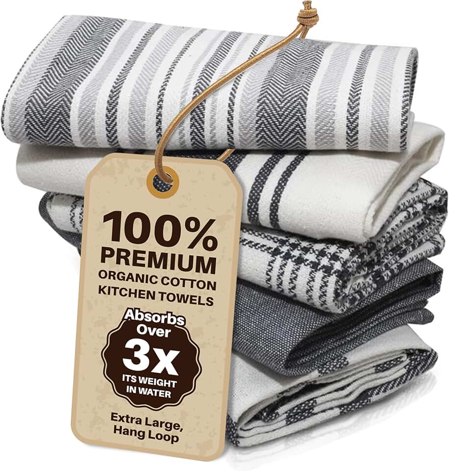 Torchons de cuisine - lot de 5 - 45x70 cm - coton super absorbant, lavable