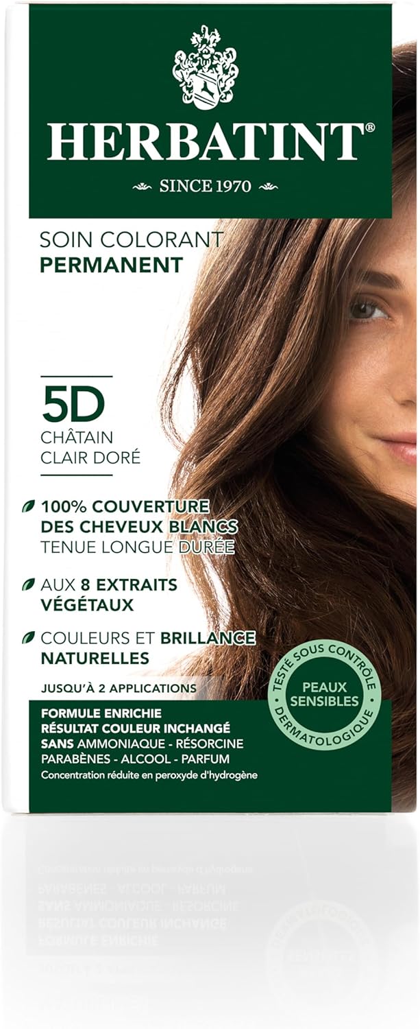 Herbatint - Soin Colorant Permanent - 150ml - cheveux châtain clair doré, sans ammoniaque, 8 extraits bio