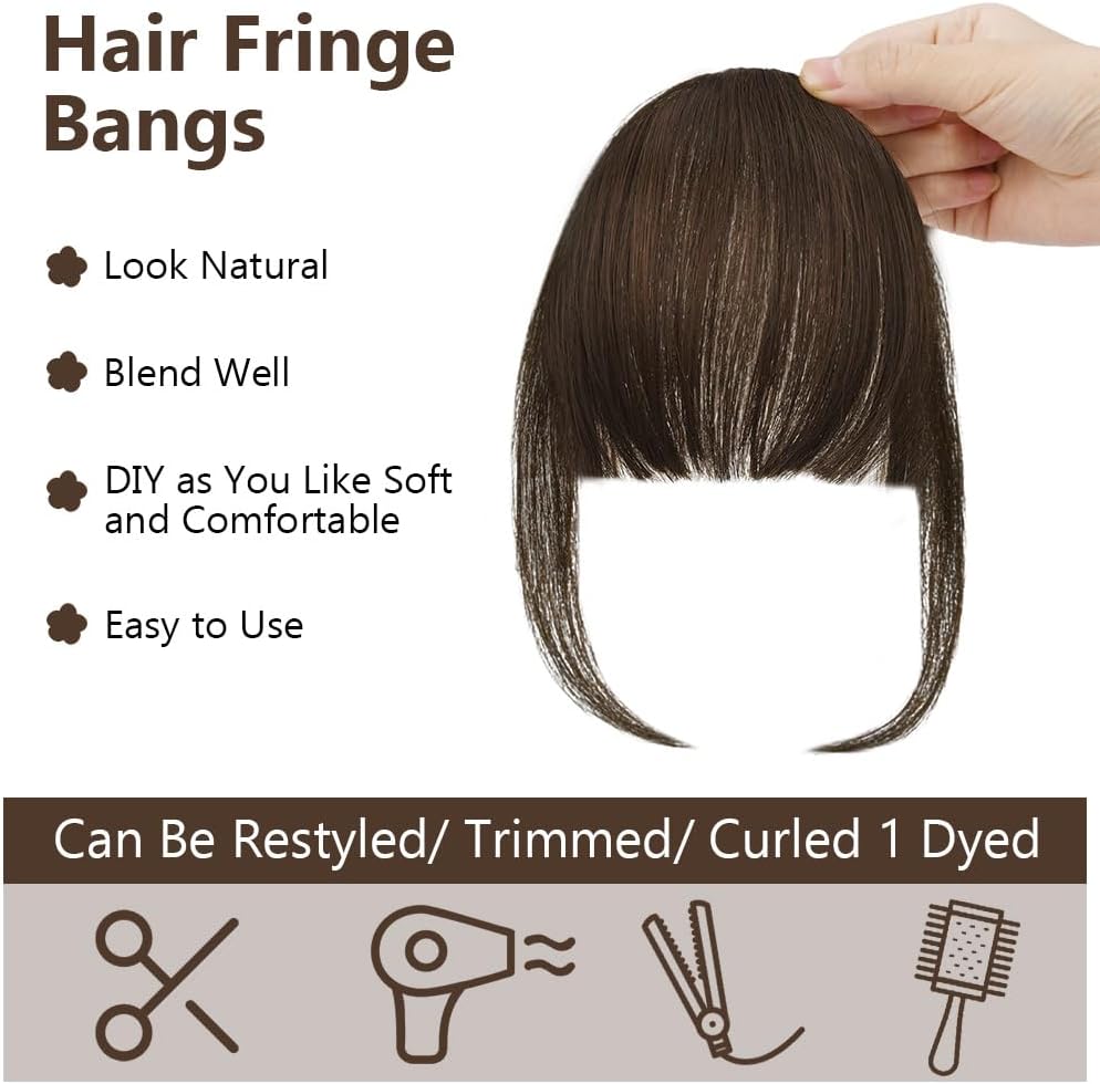 LOPHE - Frange à clip cheveux humains - marron foncé - bangs tressés