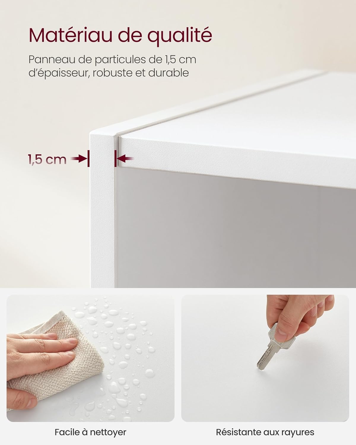VASAGLE - bibliothèque 6 niveaux, 24x60x134,2cm, blanc, LBC165T14