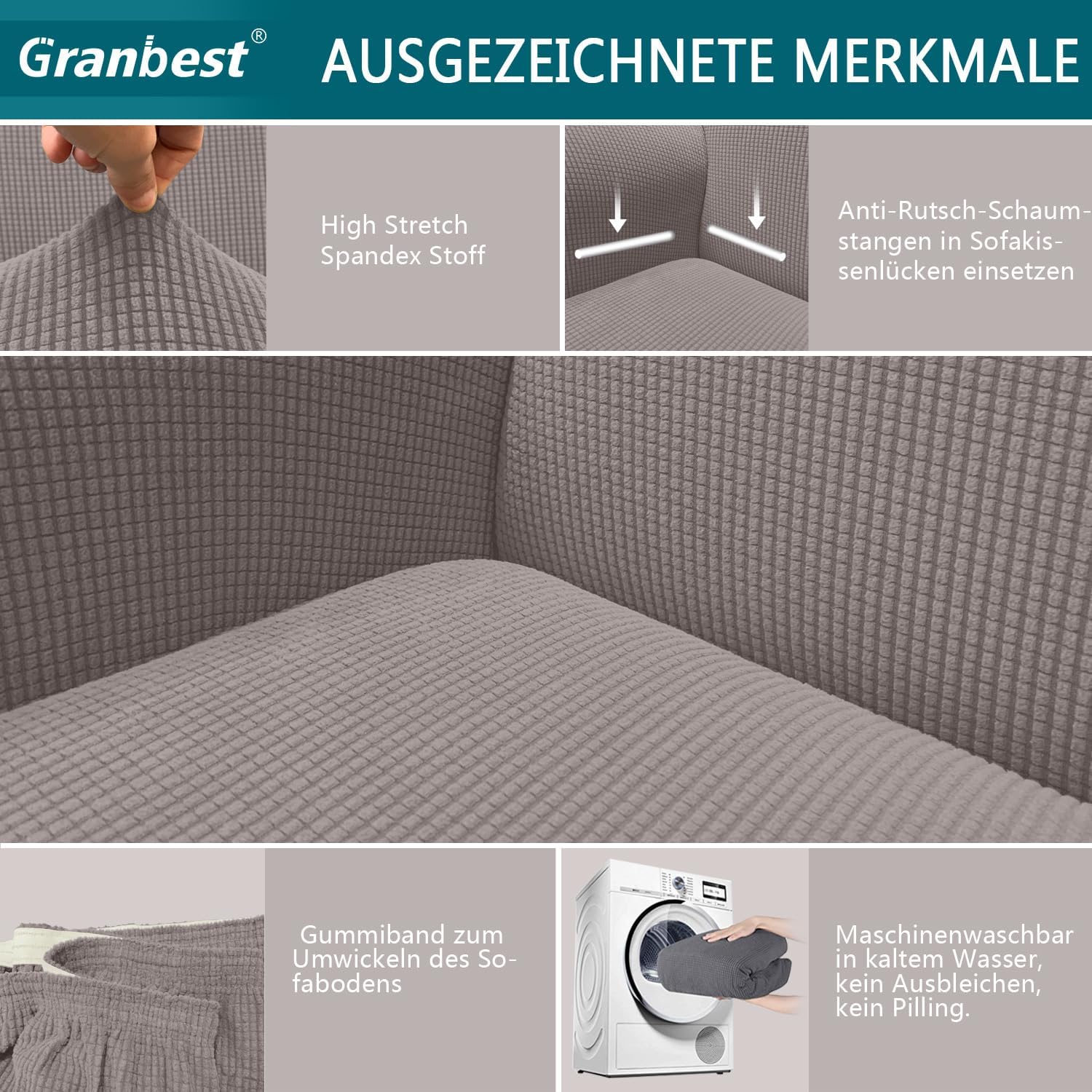 Granbest - housse canapé jacquard élastique 3 places - protection animaux