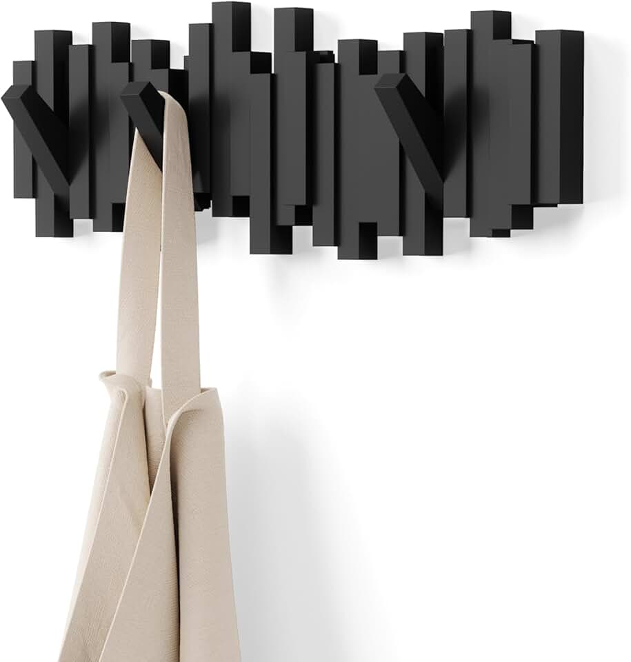 Umbra - Sticks série - 49 cm - 5 crochets rabattables mural noir