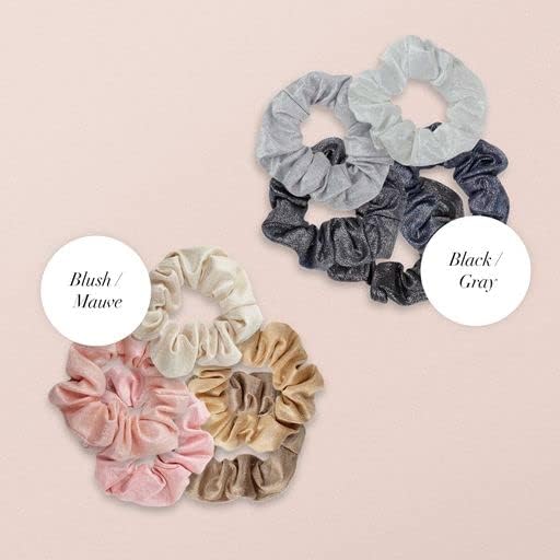 Kitsch - lot de 5 chouchous métalliques - gris/noir/gris - accessoires cheveux élégants