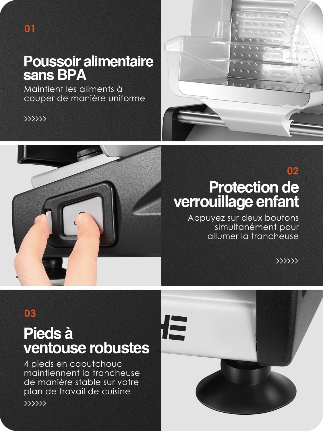 YASHE - trancheuse électrique 250W, lames 19cm, épaisseur réglable