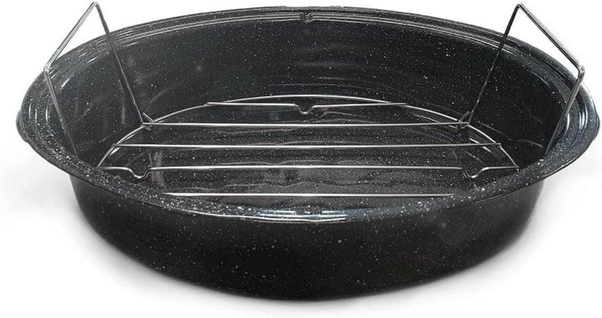 GRANITEWARE - Cocotte Roaster émaillée - format moyen - grille inox, livre recettes