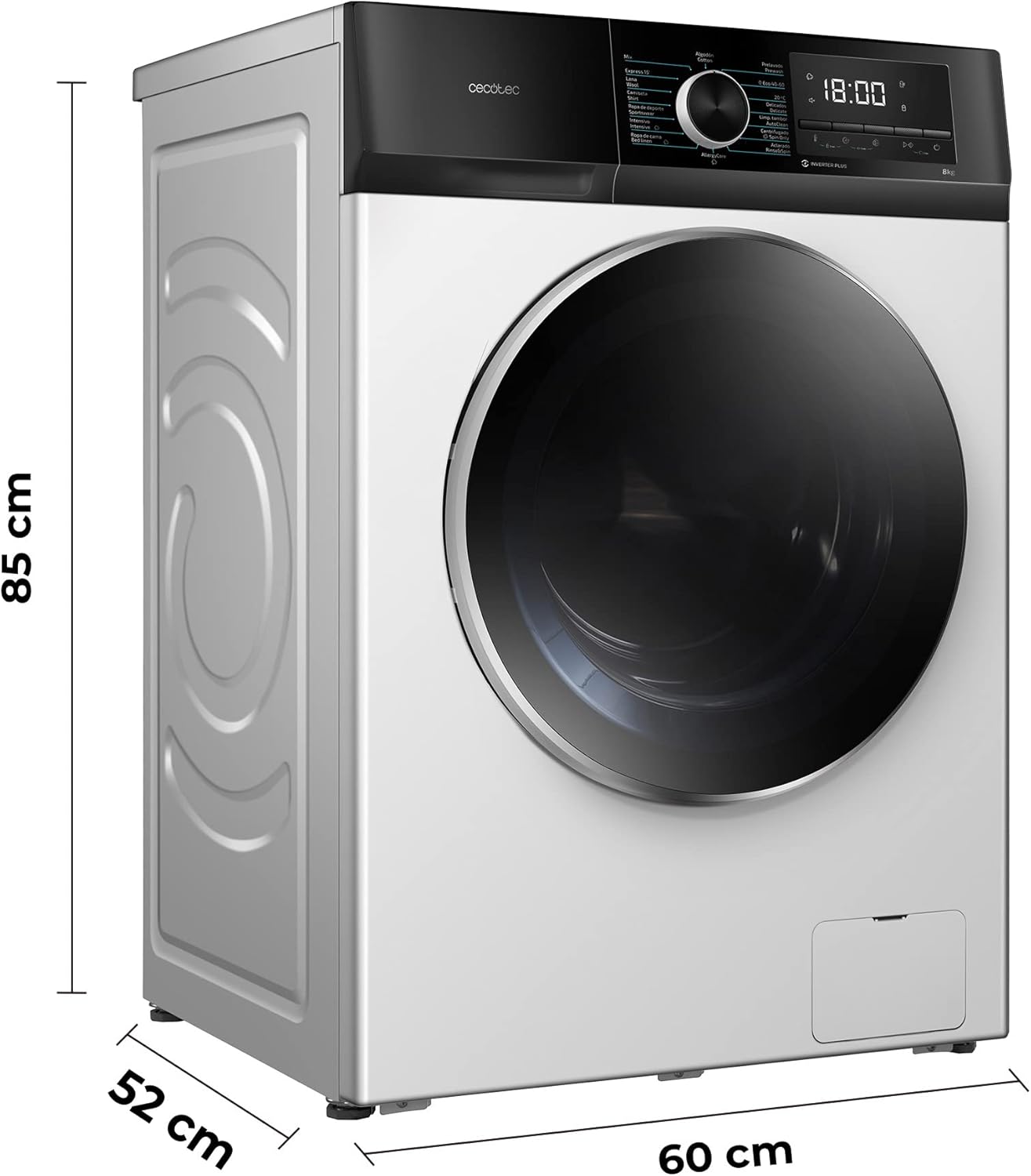 Cecotec - Bolero Dresscode 8500 - 8kg, 1400rpm, Inverter, 16 programmes