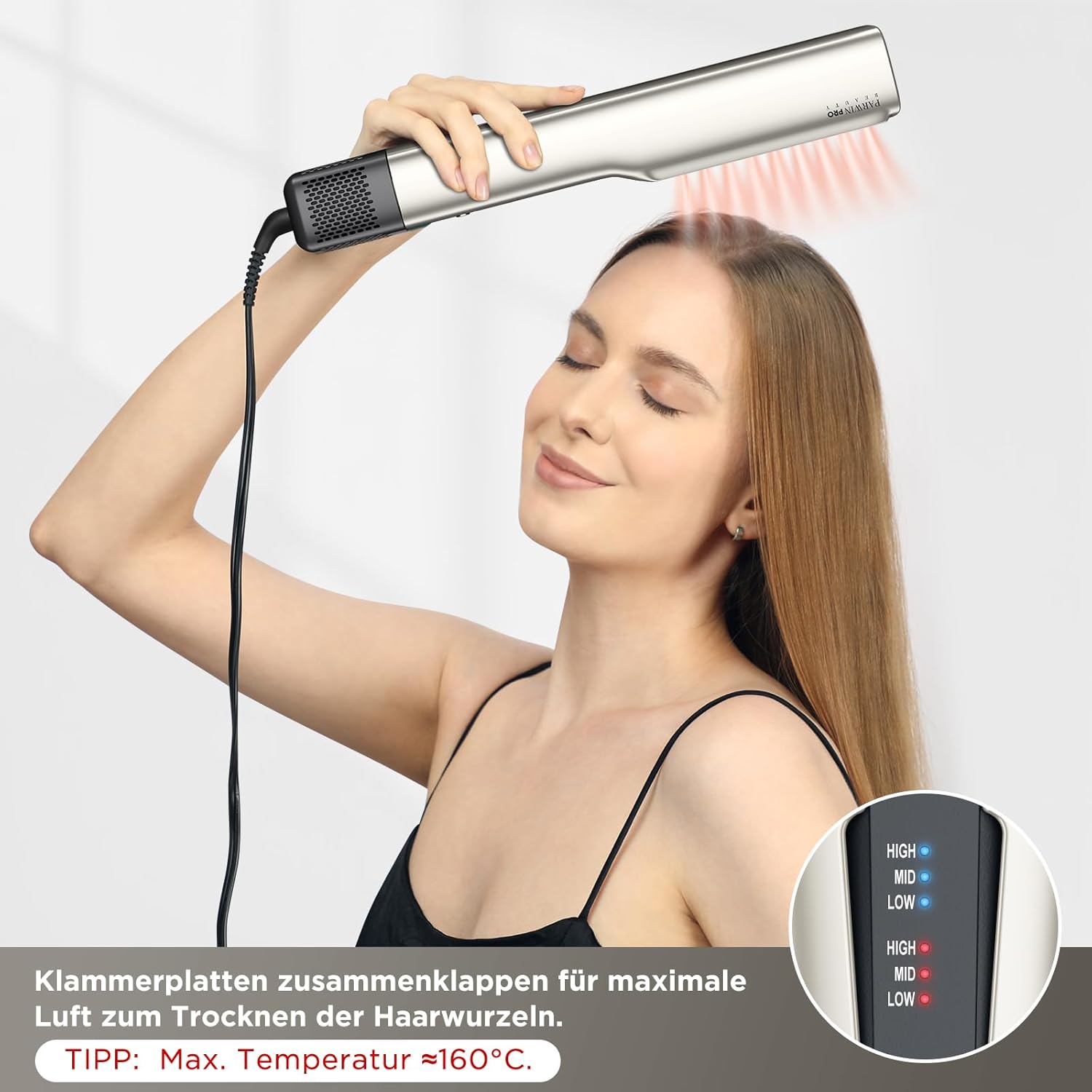 PARWIN PRO BEAUTY - lisseur à air ionique - 35-75cm - humide à sec, sans plaques, lissage sans chaleur