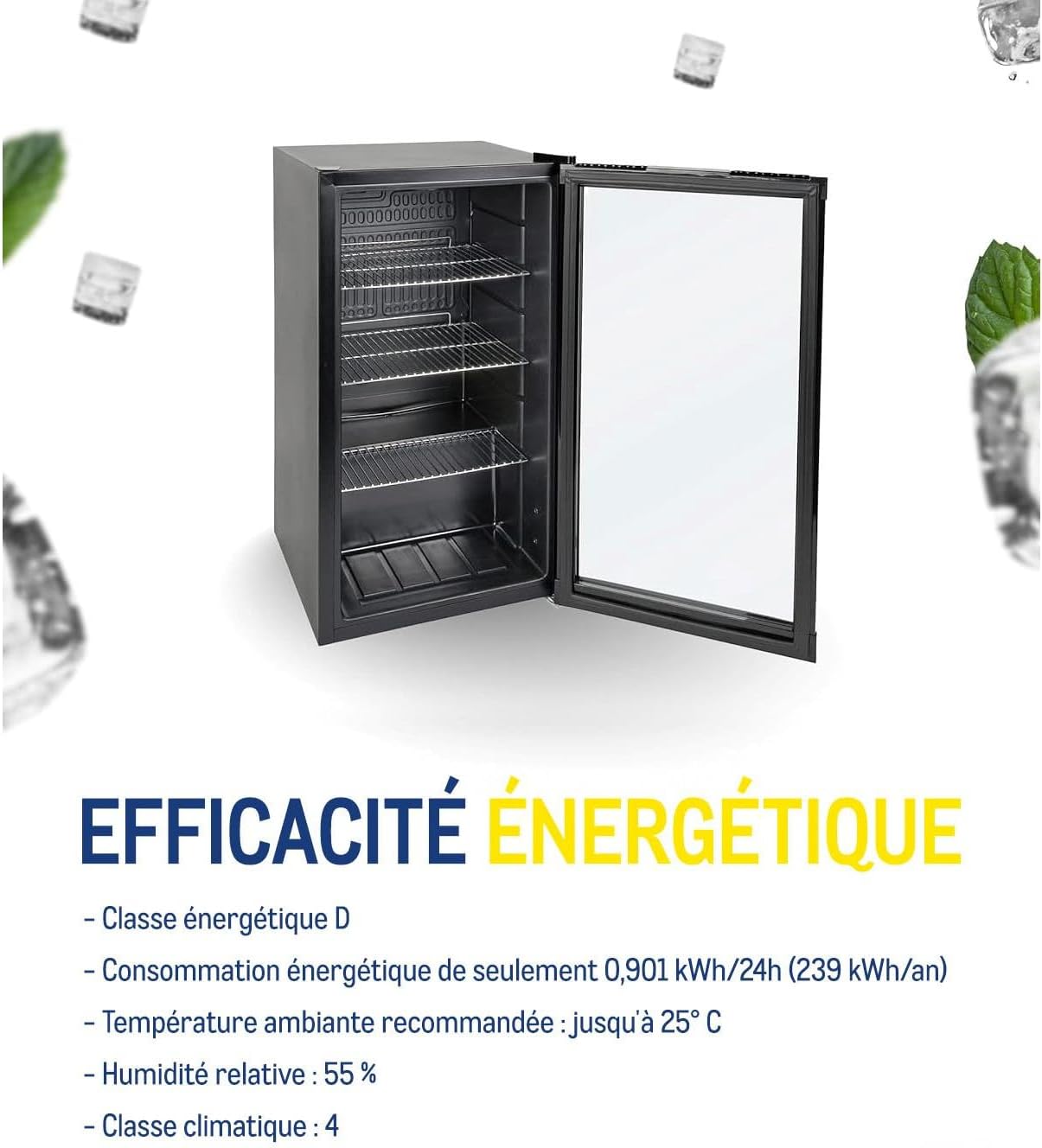 METRO - réfrigérateur boissons - 43x49x83cm - 88L, statique, noir, GPC1088