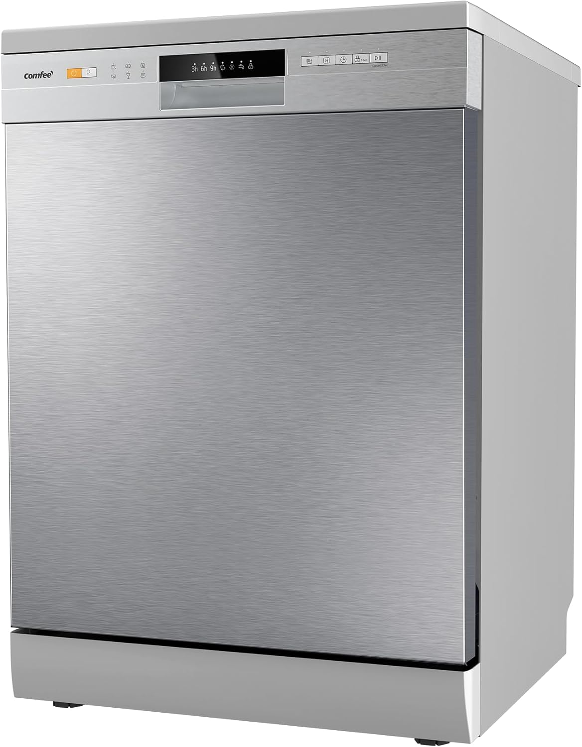 COMFEE' - Lave-vaisselle série CDWPF1201PS - 60 cm, 12 couverts, départ différé, panier flexible, inox, 49 dB, CDWPF1201