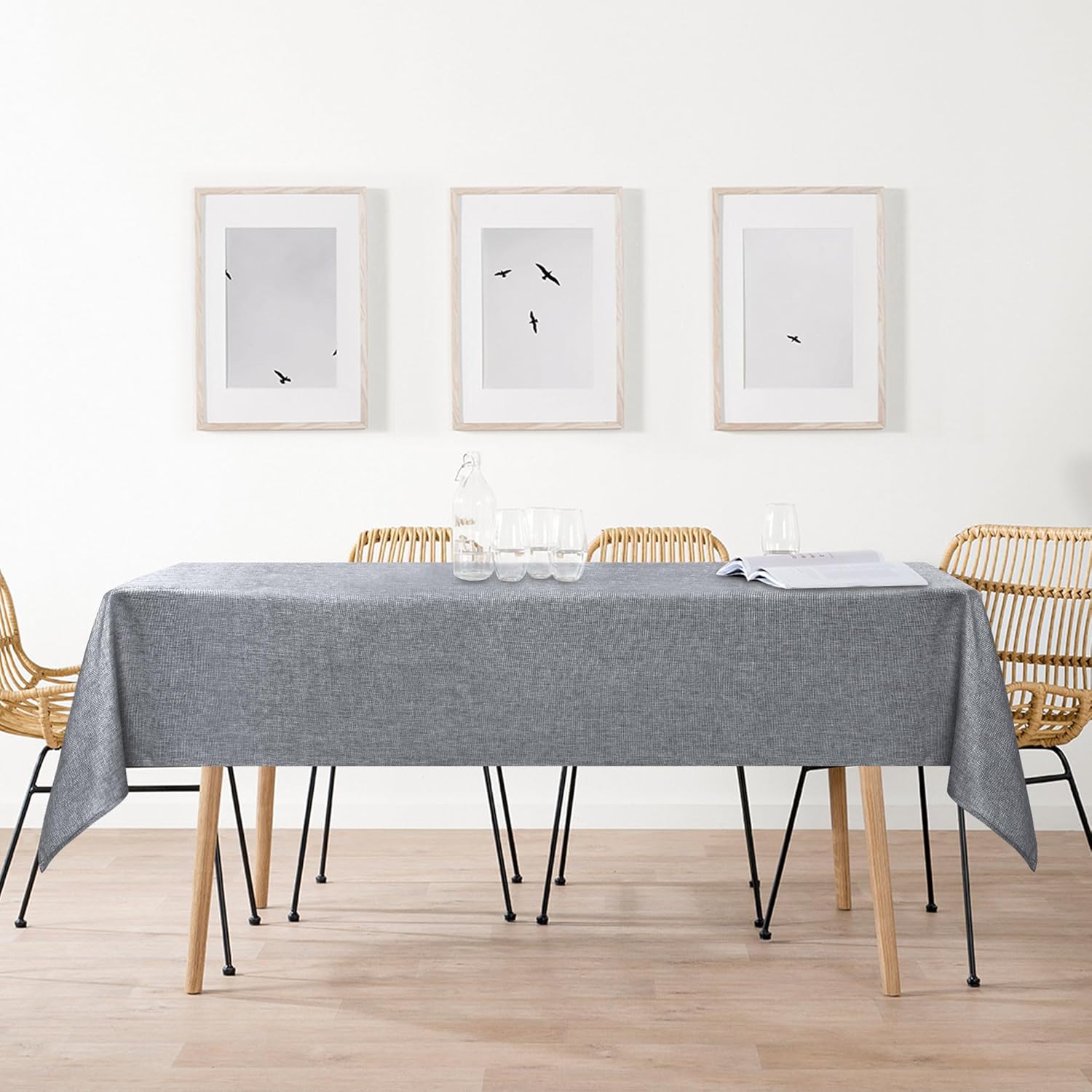 DWCN - nappe aspect lin - 135x135cm - lavable, imperméable, anti-tache, DWCN
