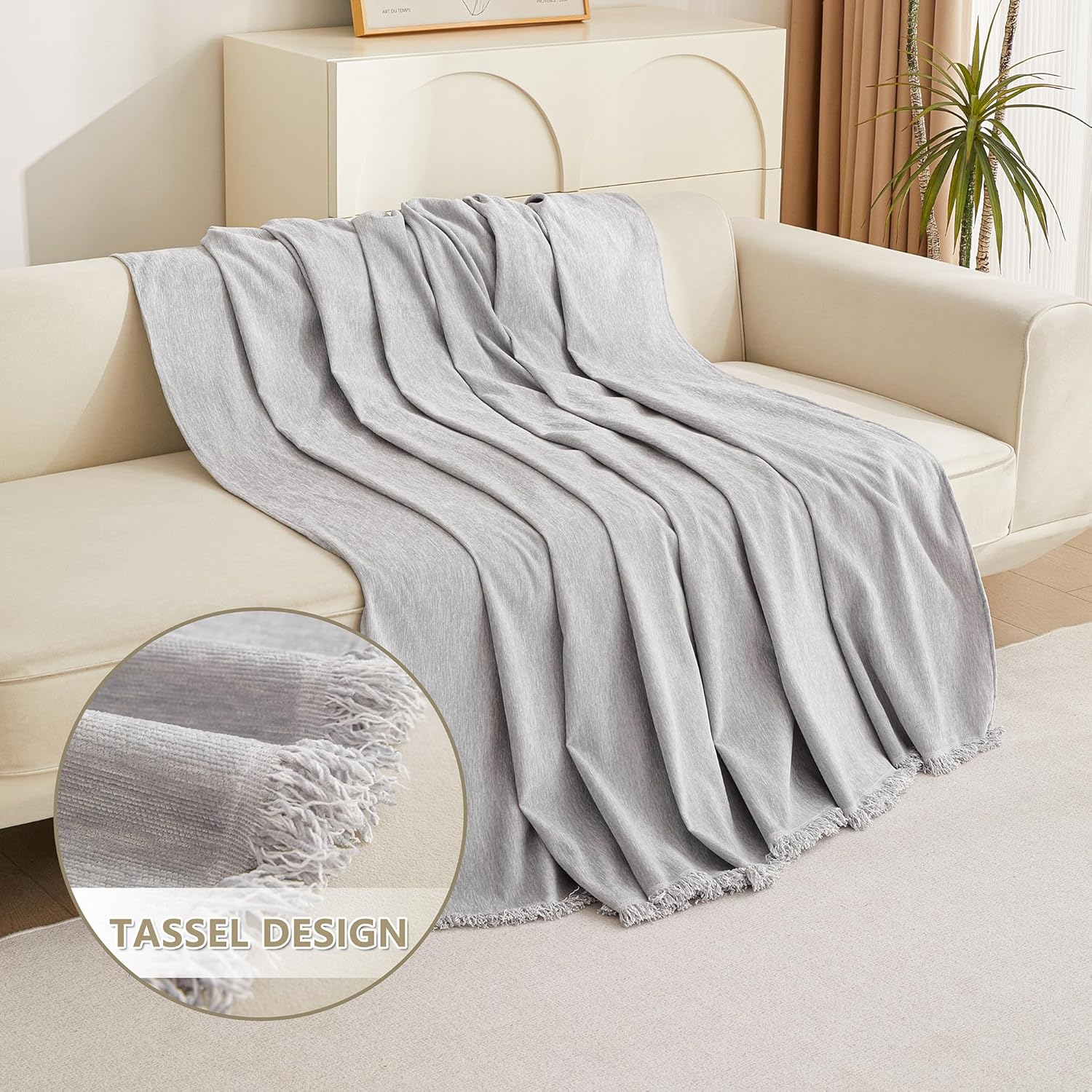 MYSKY HOME - housse canapé - 230x300 cm - anti-rayures, animaux, gris clair