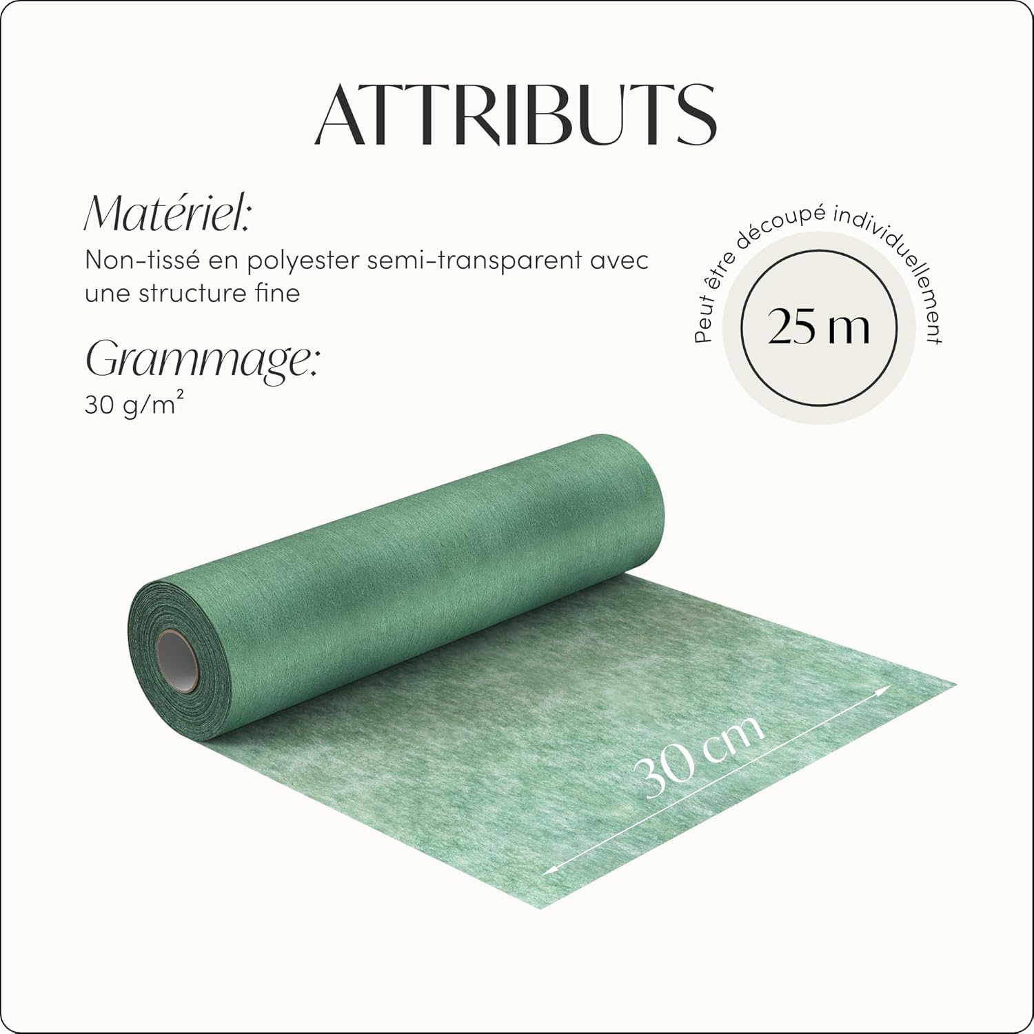 100%Mosel - Chemin de table décoratif - 30x2500 cm - tissu non tissé, vert forêt pluviale