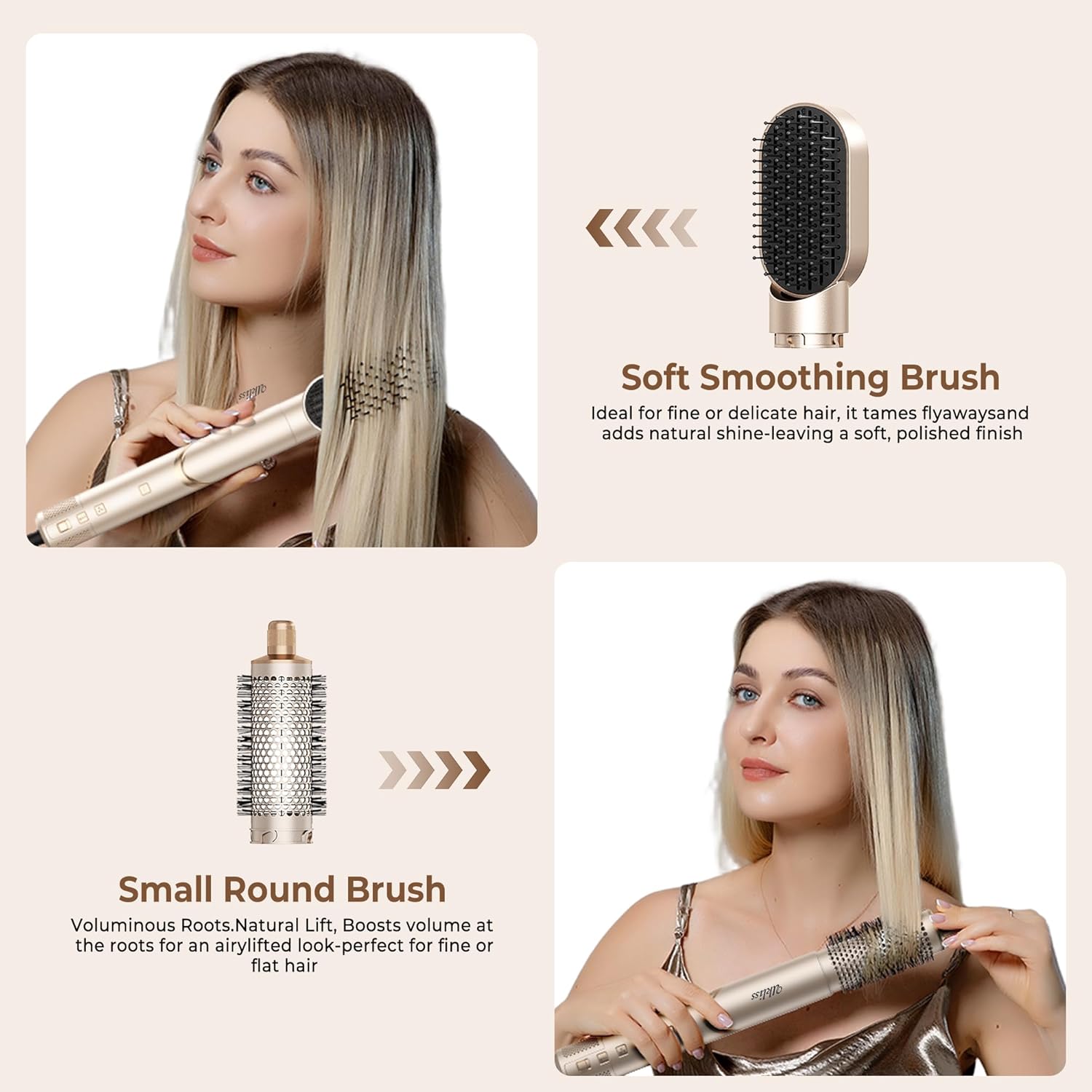 UKLISS - Pro 8 en 1 - Brosse soufflante, ionique, boucle 32mm, 110K RPM, compacte