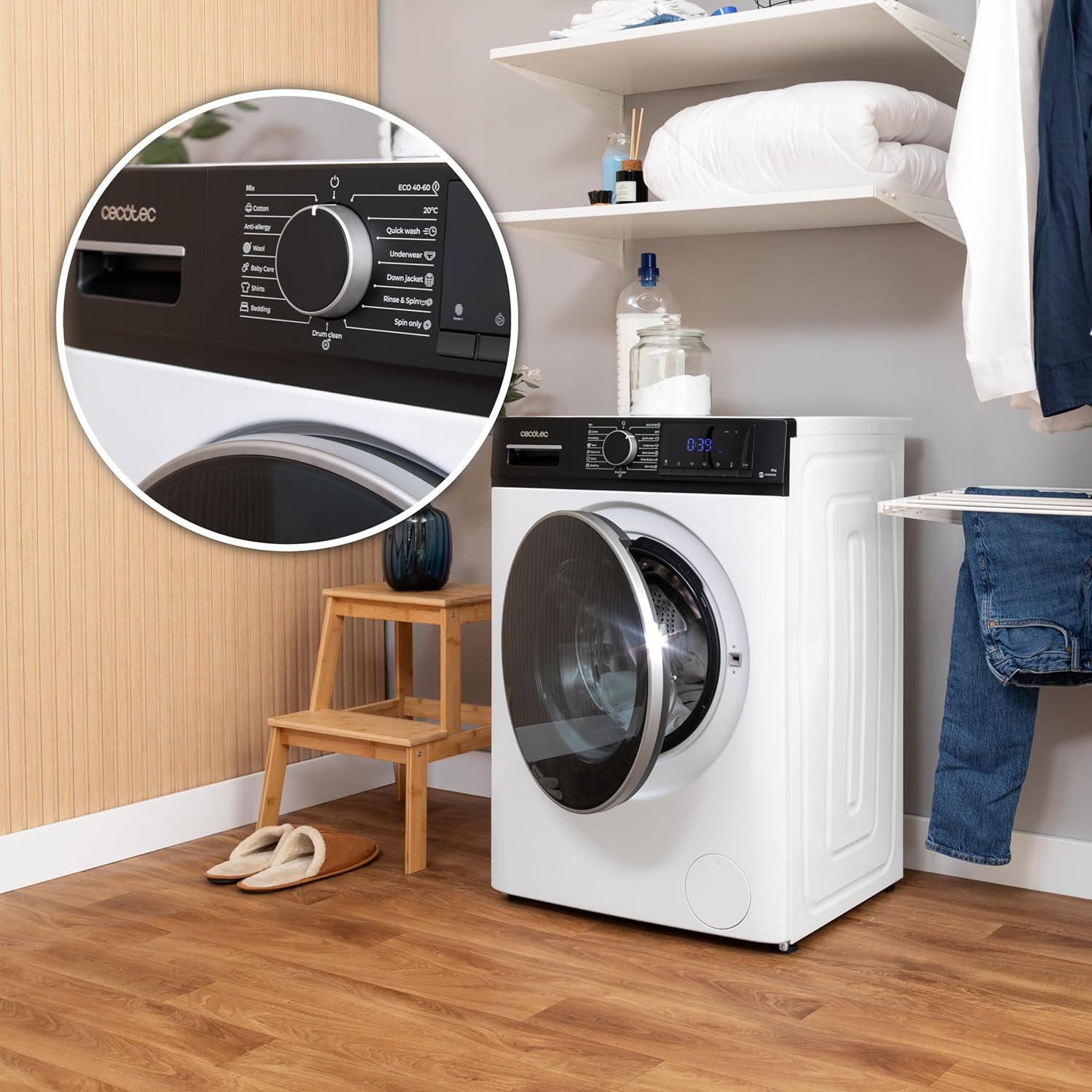 Cecotec - Bolero Dresscode 8610 - 8kg, 1400tr/min, Classe A, vapeur, Inverter Plus, 15 programmes, 8610