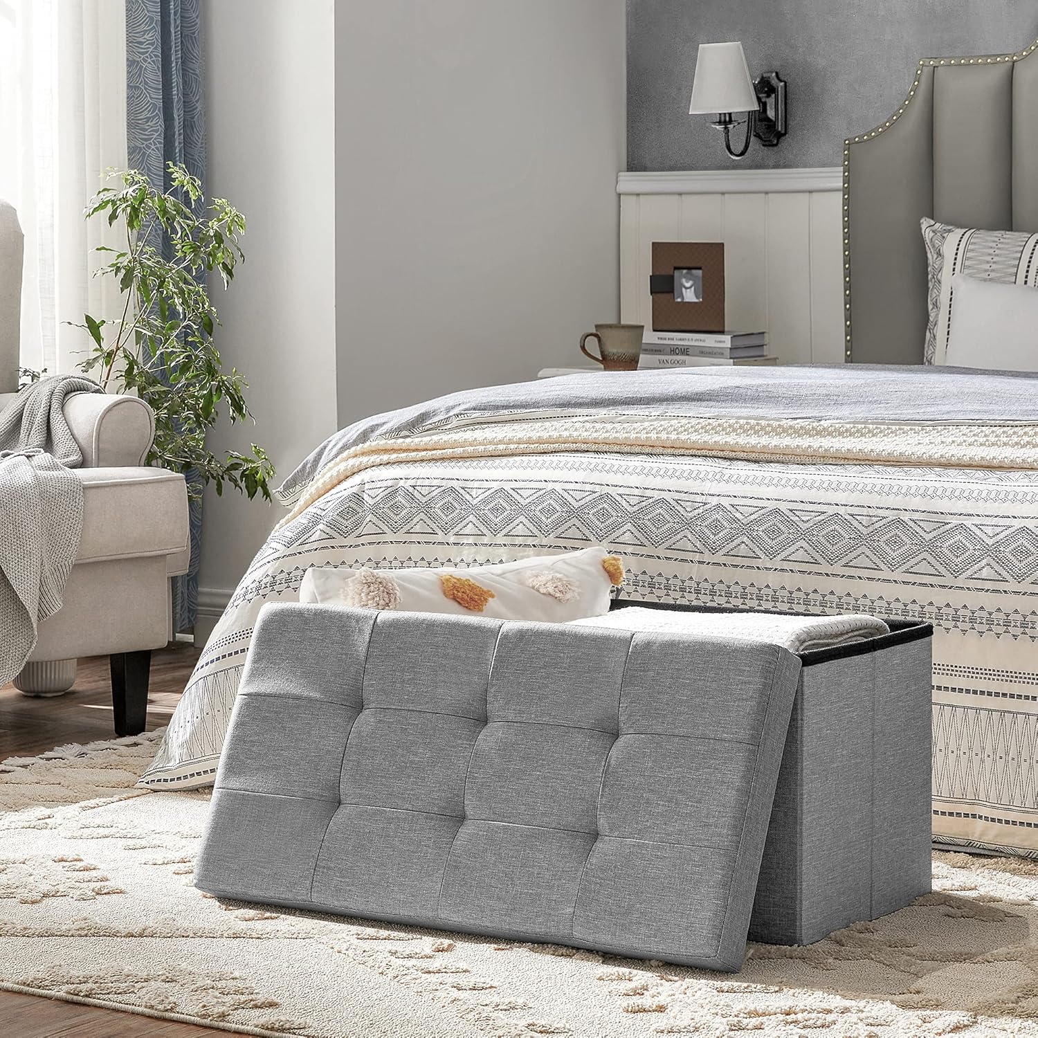 SONGMICS Mazie Collection - banc pliable 76 cm - rangement, montage facile, LSF47G