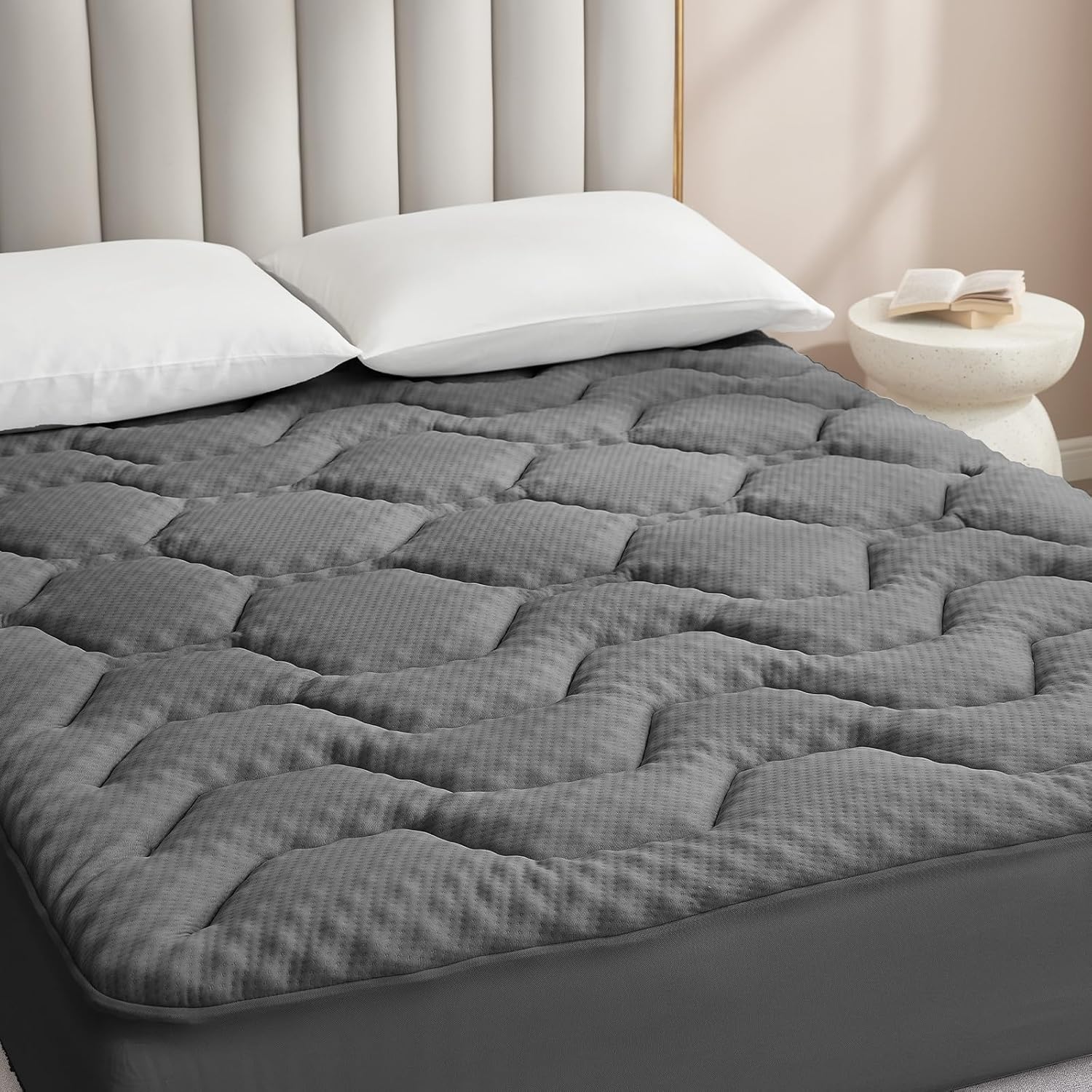 EHEYCIGA - Surmatelas mémoire de forme - 160x190 cm - poche profonde, rafraîchissant, gris foncé