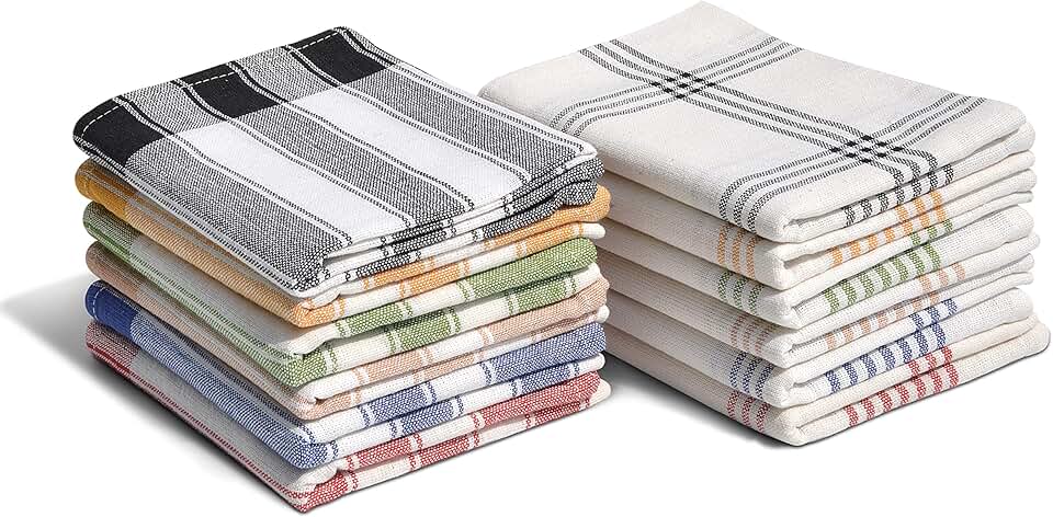 Home Linge Passion - lot de 12 torchons - coton - absorbants multicolores