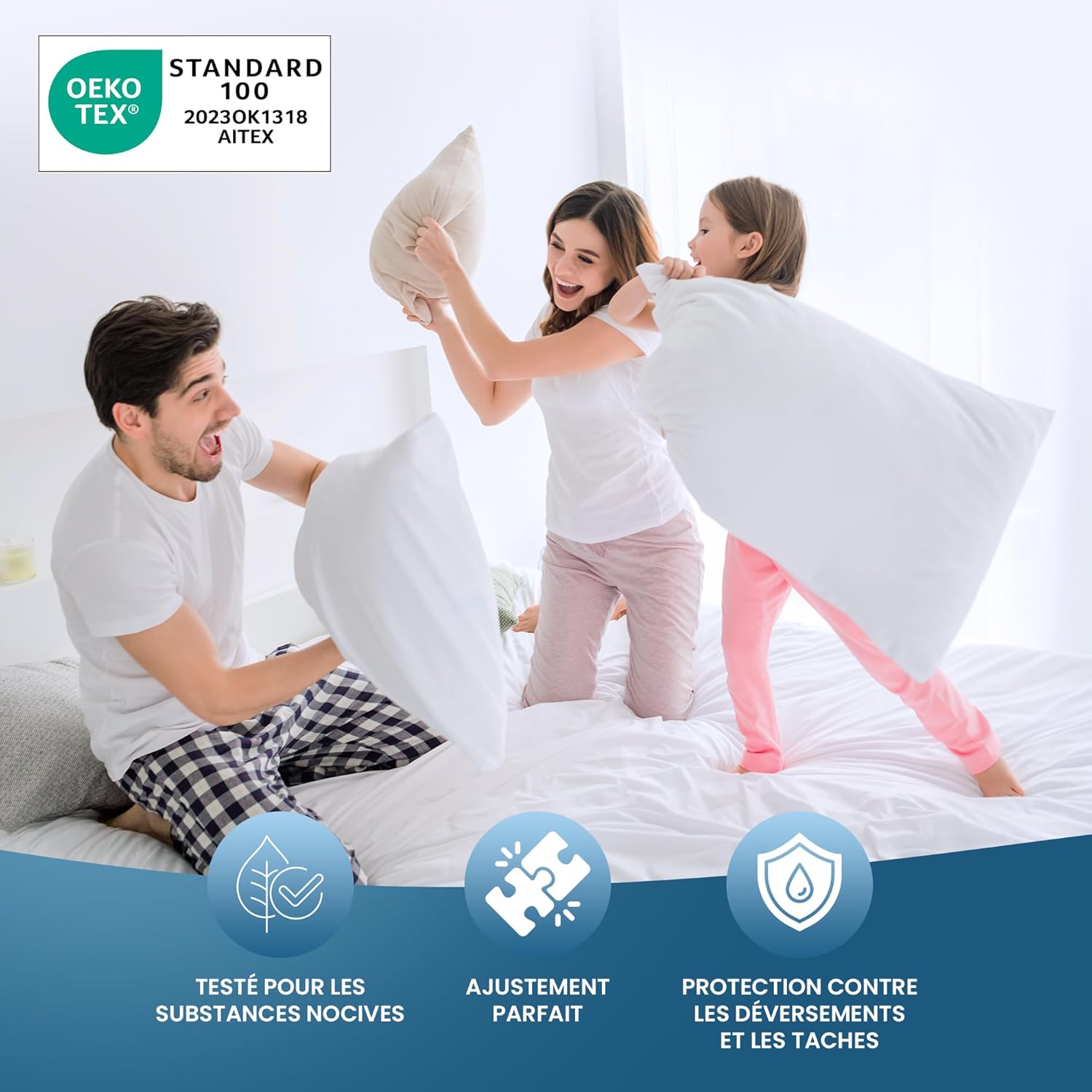 Utopia Bedding - Protège-matelas série Oeko-TEX - 150x190 cm - imperméable, 4 coins élastiques, respirant
