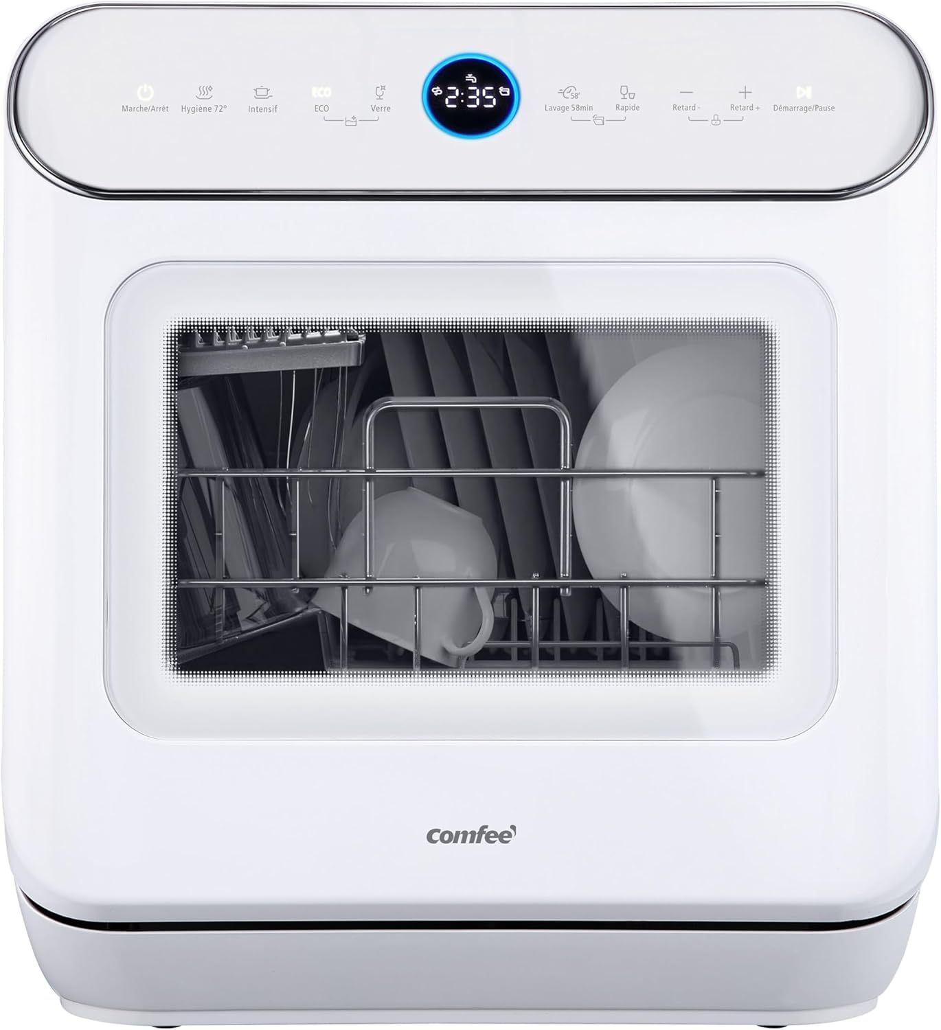 COMFEE' - Lave-vaisselle compact 3 couverts, 7 programmes, écran LED, démarrage différé - CDWMT305WD